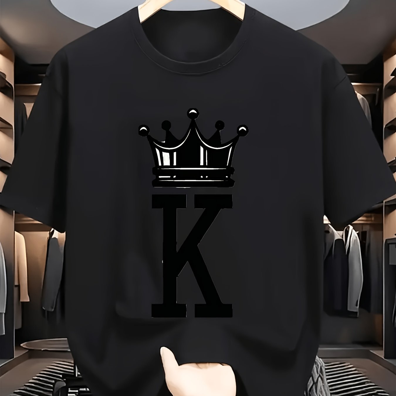 TEMU Stylish With Graphic And Large Letter 'k' Perfect Casual Tee For Everyday -catching Design For Fashion Enthusiasts