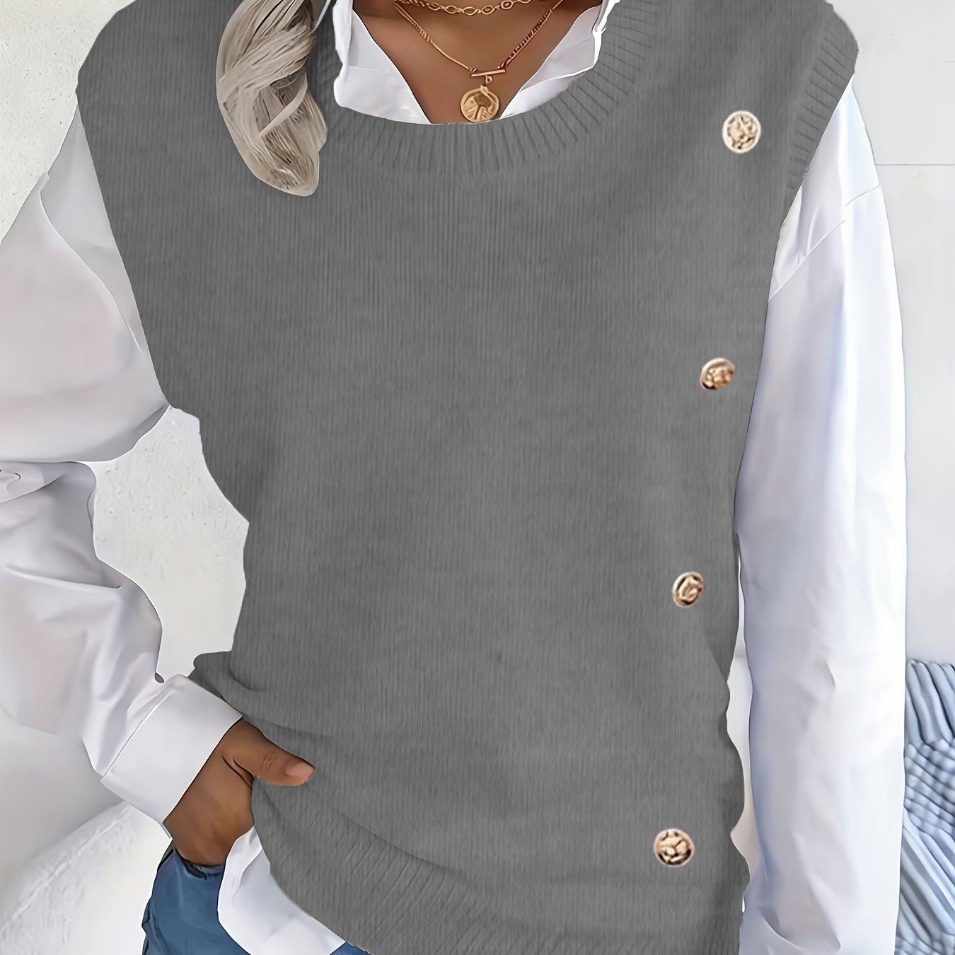 TEMU Women's Fashion Sleeveless Vest Sweater, Wear, Versatile And Comfortable