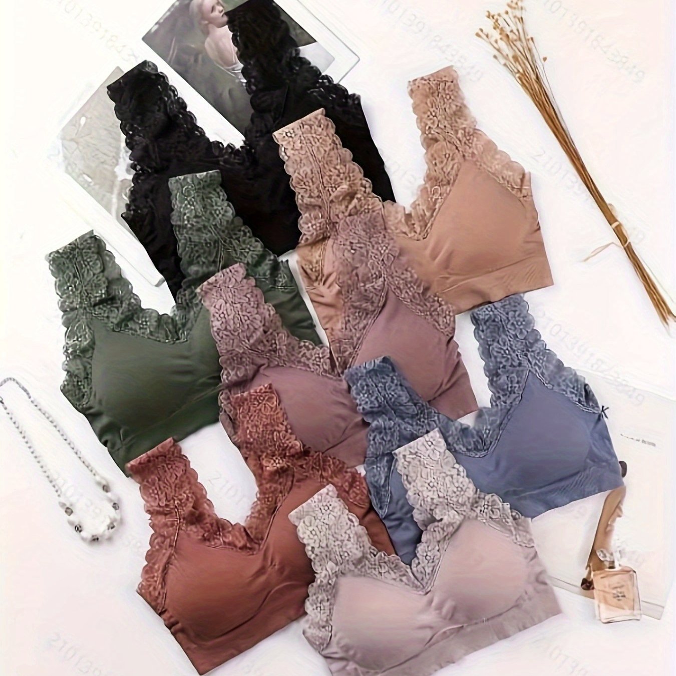 Image of 7pcs Seamless Large U Backless Cami Sports Bra Base Tank Top Anti-exposure Lingerie Camisole