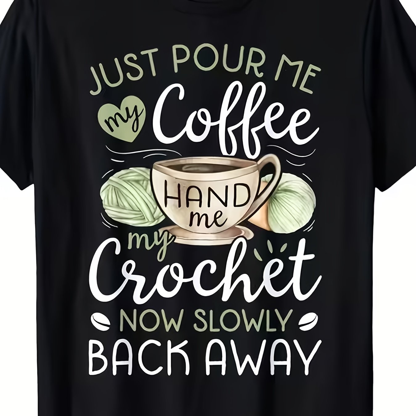 TEMU Top Picklocalcoffee Crochet Lovers' T T-unisex Holiday Gift Casual Outing 2026 New Style T-shirt 180g