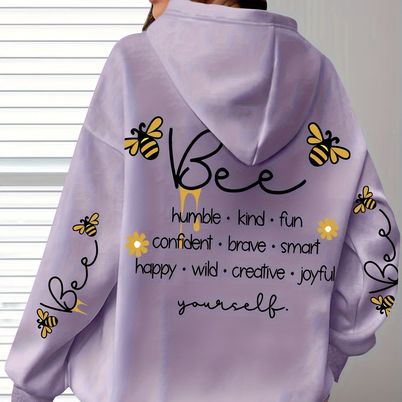 TEMU Plus Size - Plus Size - Trendy Oversized Hoodie With Long Sleeves Featuring A And Letter Design