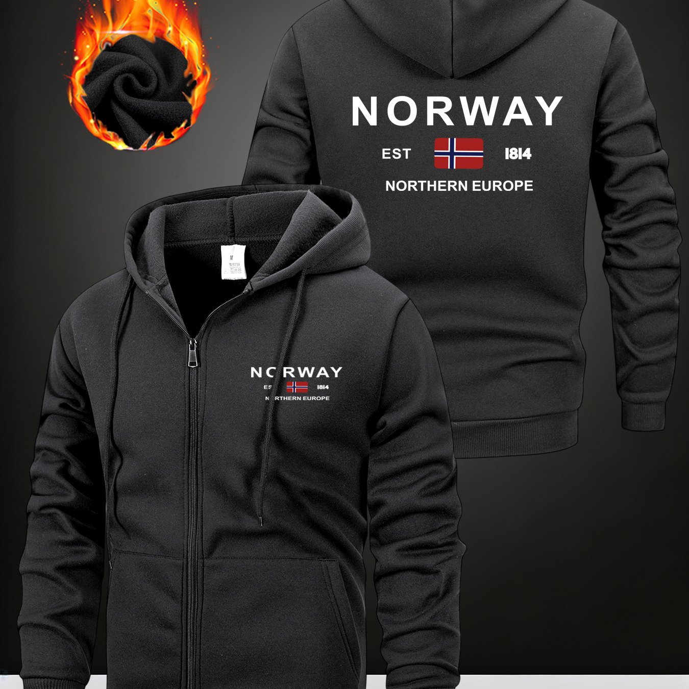 TEMU 1pc Men's Reversible Athletic Hooded Jacket, Regular Fit With Pockets And Zipper Design, Casual Fashion Versatile Fleece Hoodie Streetwear,