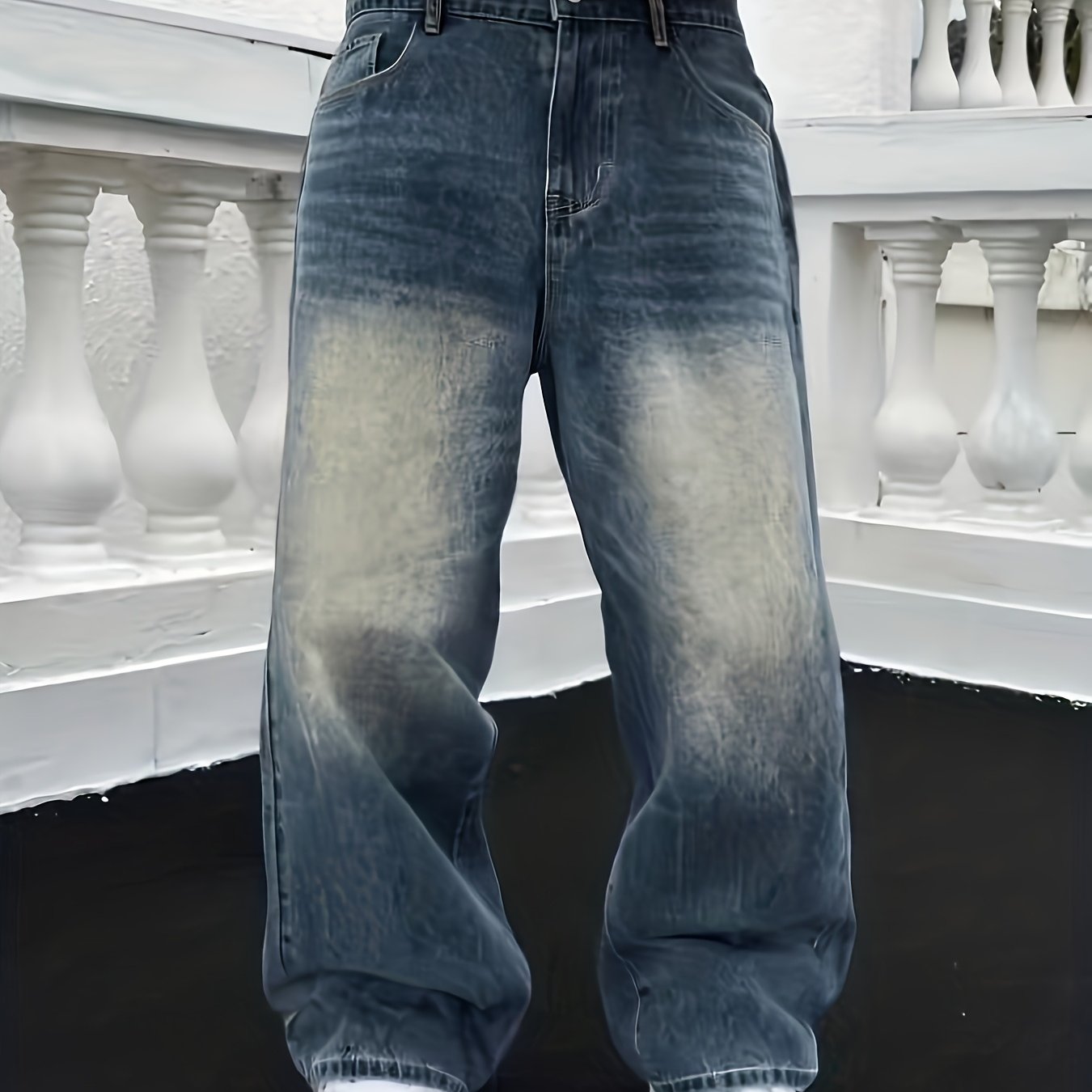 1pc Washed Loose Men's Jeans