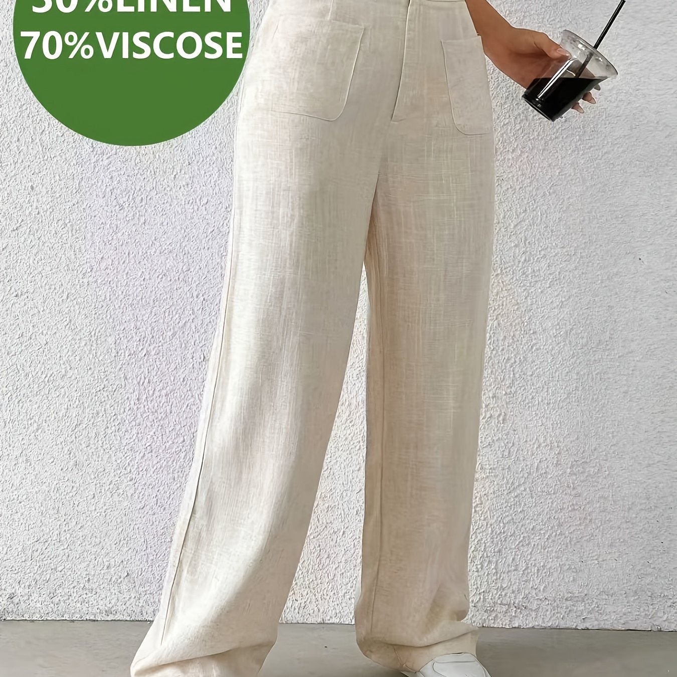 TEMU Linen Viscose Wide Leg Pants T8004