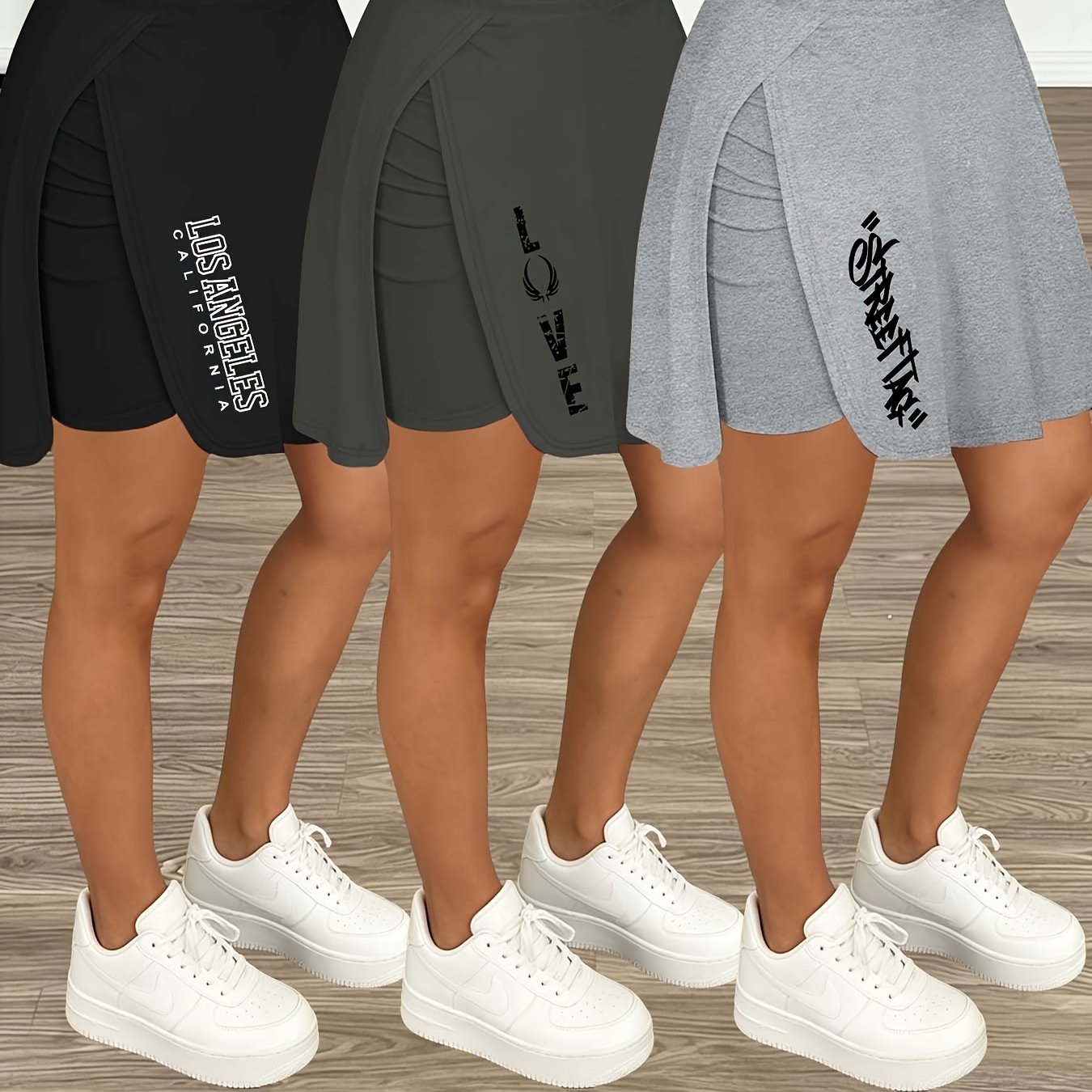 TEMU 2026 Spring/summer New Women' Casual Love Letter Print Bottoms, Versatile Options, Commuting And Streetwear, Cropped Women's Bottoms, Anti-peek