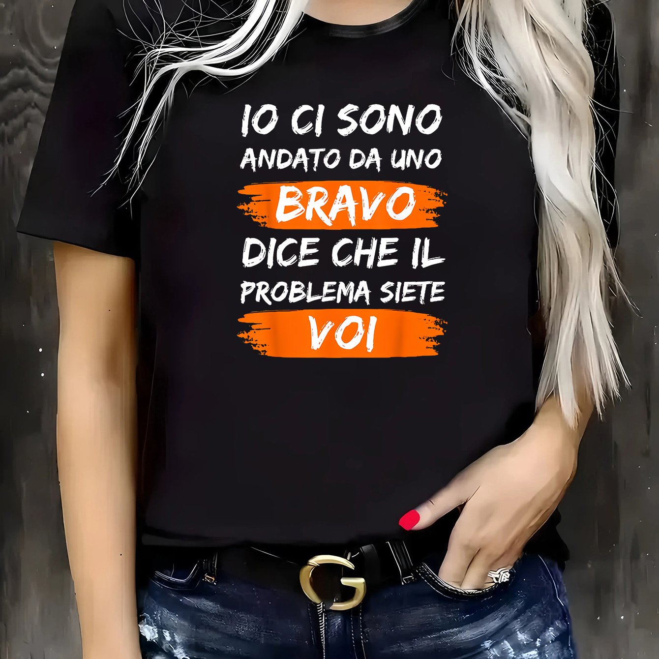 TEMU Fun And Italian Style "" Slogan Graphic Print Women's Fashion Trend Standard Size T-shirt, Spring/summer Comfortable Casual Women's T-shirt Top,
