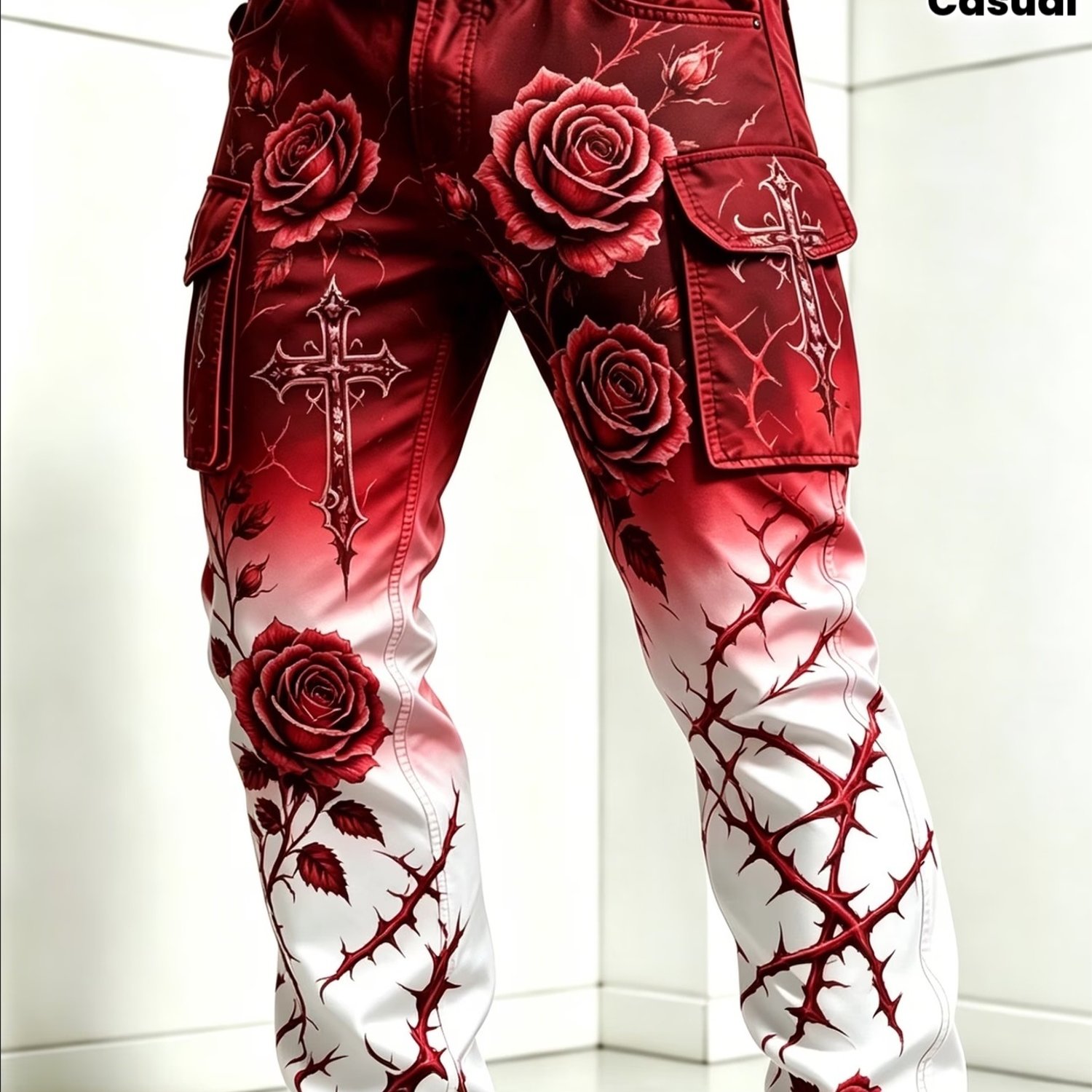 Gothic Gradient Cargo Pants- Retro Trousers With Closure, Straight Leg& Multi- Wear Washable Suitable Casual, Party, Outdoor, Streetwear, Perfect For Outdoor, For Teenager