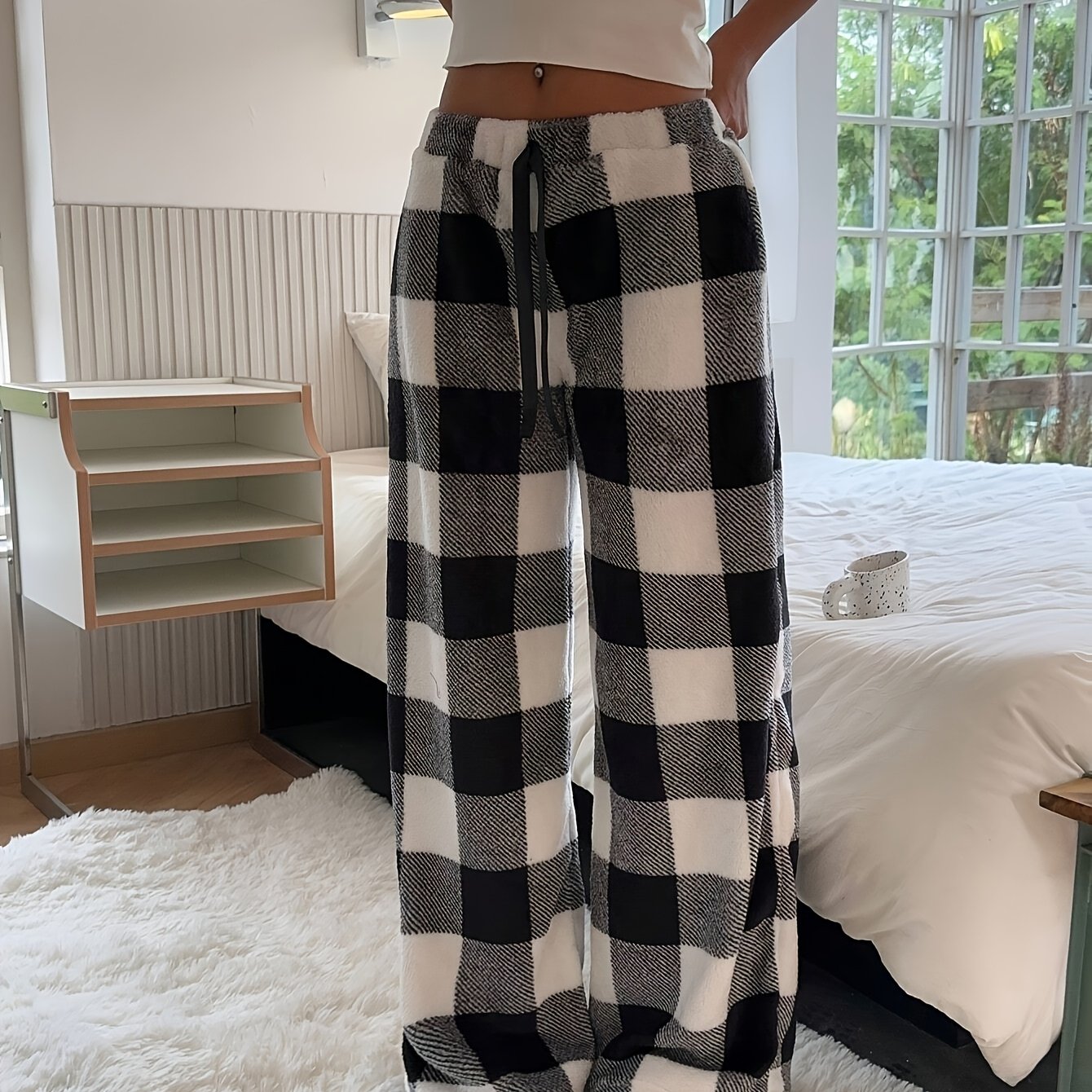 TEMU Women's Thickened Flannel Printed Pajama Pants For Autumn/winter, Featuring A Winter-ready Thickened Design, Suitable For Home And Casual Wear