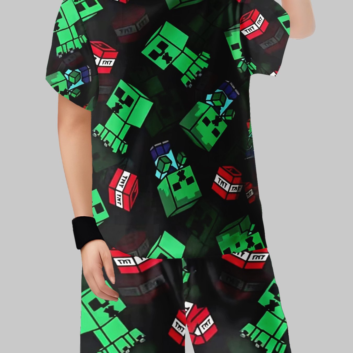 Image of Boys' Trendy And And Summer New Short-sleeve Set, Fashionable Outfit, 3d Printed Casual Short-sleeve Top And Shorts, Indoor And Outdoor T-shirt And Shorts Set For Boys., Perfect For Outdoor