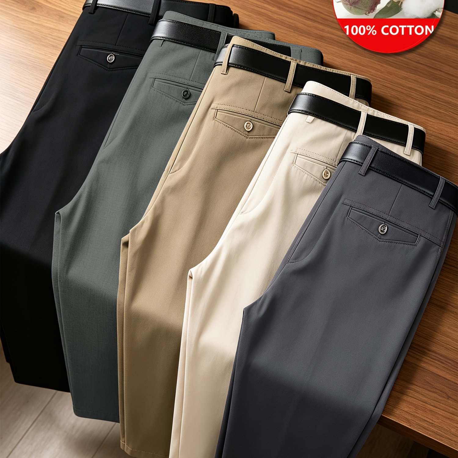 TEMU [5 Colors ] Summer Lightweight Men's Trousers, Men's Suit Pants 100% Stretch Breathable Trousers, Men's Golf Suit Pants, Outdoor Sports Fitness