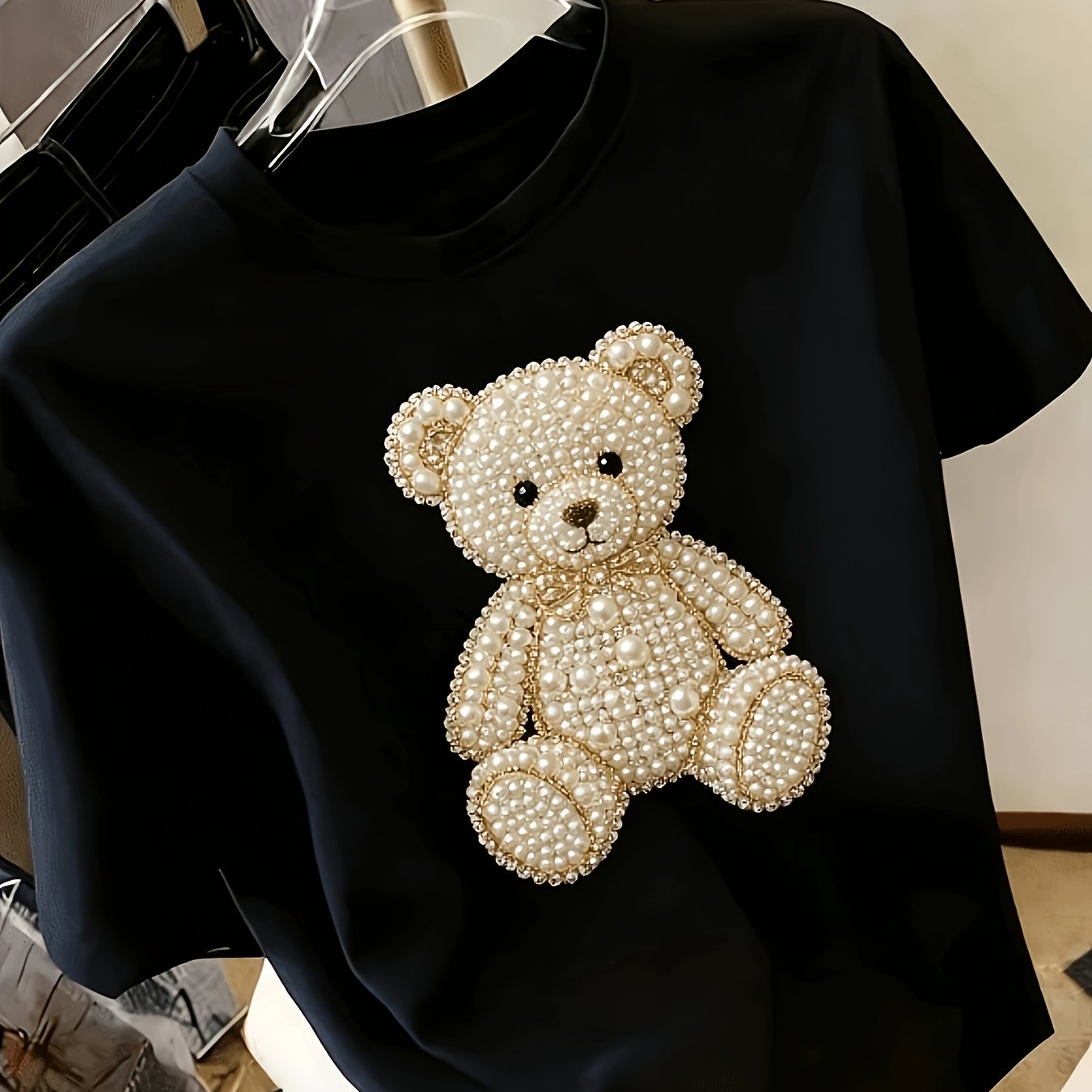 TEMU [2d Printed Design â Not Textured] Women's , Full Teddy Bear Graphic Tee, Cute Luxury Casual Top, Comfortable And Practical, Affordable , New