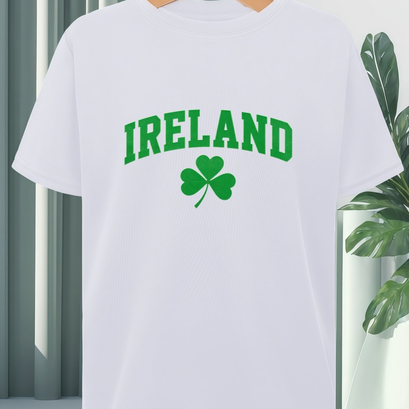 TEMU Men's Crew-neck Short-sleeve T-shirt With "ireland" Logo Print Quick-drying And Breathable Retains Shape And Shrink Versatile For Leisure