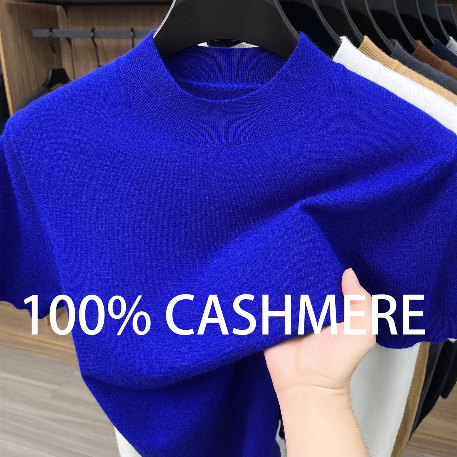 TEMU Zbzp Spring Summer Knit -block Round Neck Sweater, Basic Knit Top For Men, Fashion Short-sleeve T-shirt Sweater, Jiacheng E-commerce