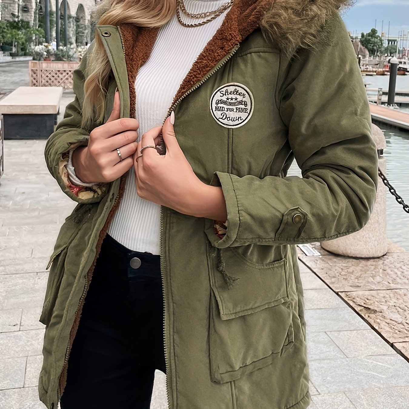 TEMU Women's Winter Warm Long Outwear Pockets Parka Jacket