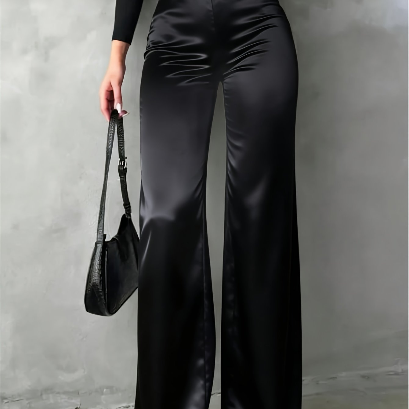 TEMU Women's High-waisted Straight-leg Satin Leggings, Perfect For The Back-to- Season. Ideal For Commuting To Work, Wear, Dates, Small Gatherings,