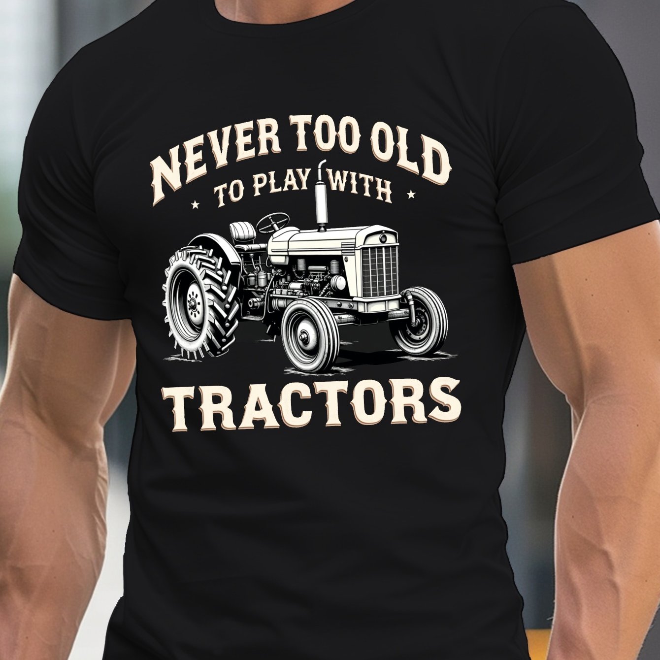 TEMU Tractor , Men's Short Sleeve Crew Neck T-shirt, A Comfortable And Lightweight Casual For Summer