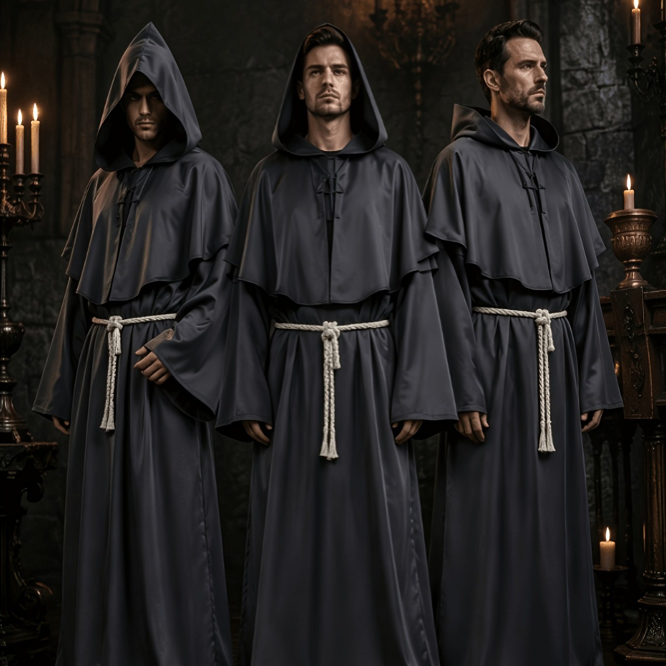 TEMU Vestaglia da monaco con cappuccio da , costume medievale da e per giochi di ruolo per Halloween e feste rinascimentali, cintura regolabile