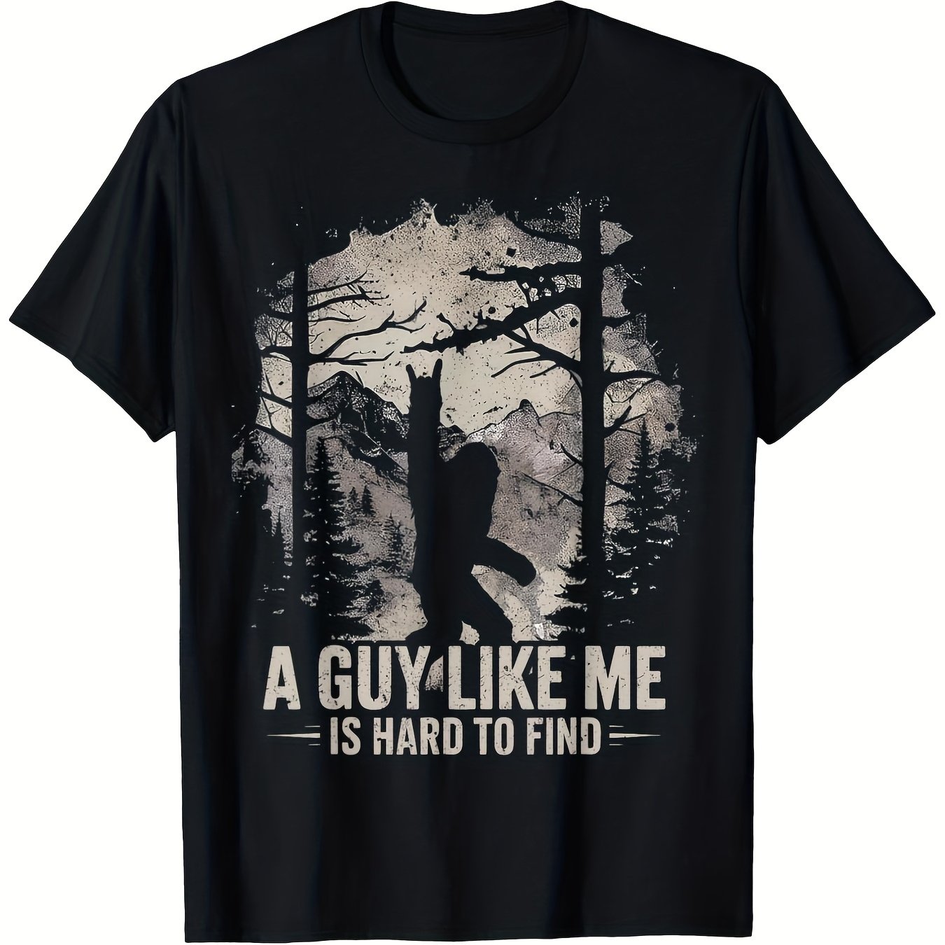 TEMU T-shirt Sasquatch Amusant pour Hommes & Design Cryptidé pour Hommes - Slogan "Un type est difficile à " - T-shirt Unisexe Oversized 100% S XXXL