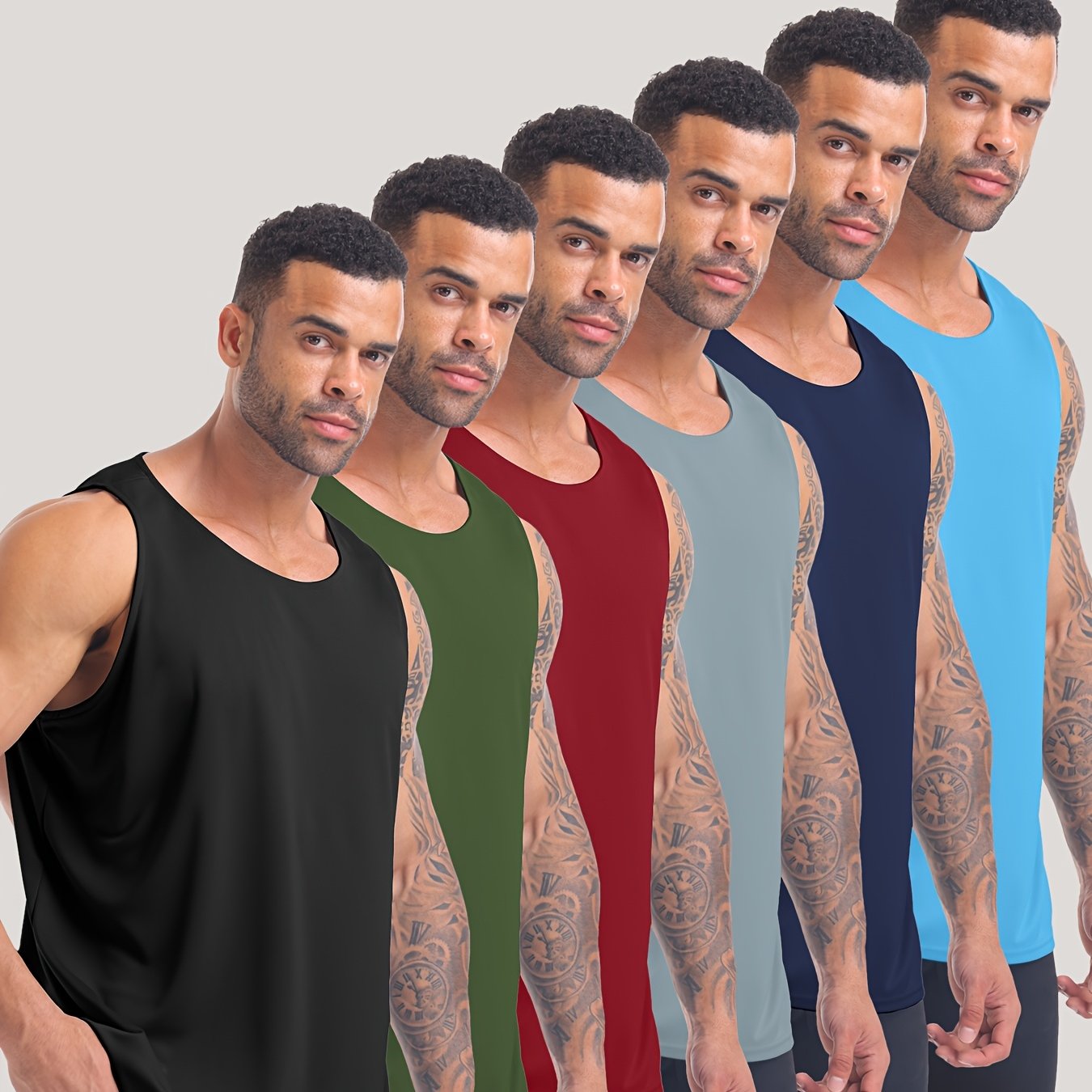 TEMU Men's Quick Dry Workout Tank Tops Breathable Gym Sleeveless Muscle Shirts For , Suitable For Fitness, Basketball, Soccer And Running