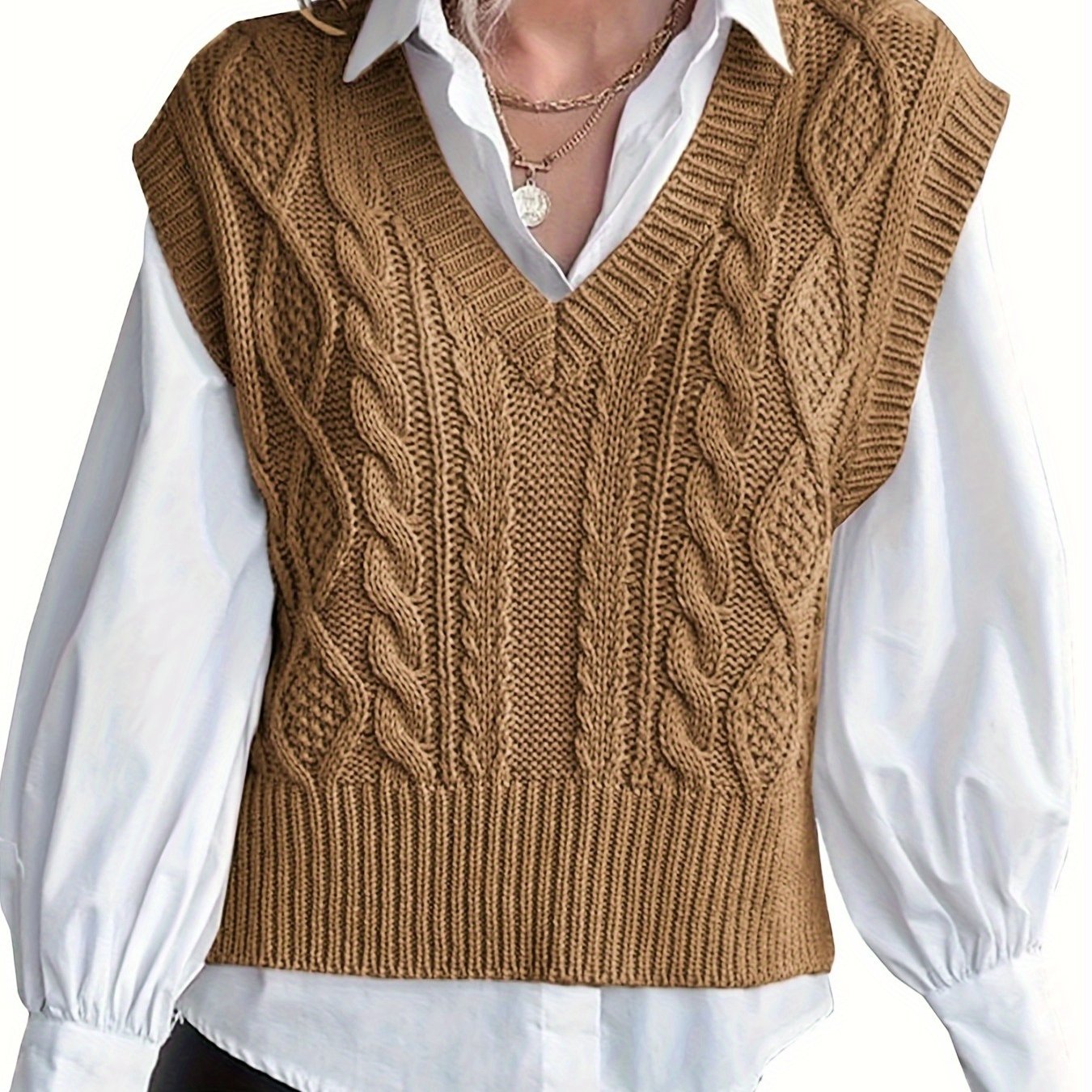 Women's Sleeveless Sweater Vest - Solid Color Ribbed Preppy Pullover Top, Blouse Vest For Spring/fall Layering, Machine Washable Casual Sweaters For To Party Outfits