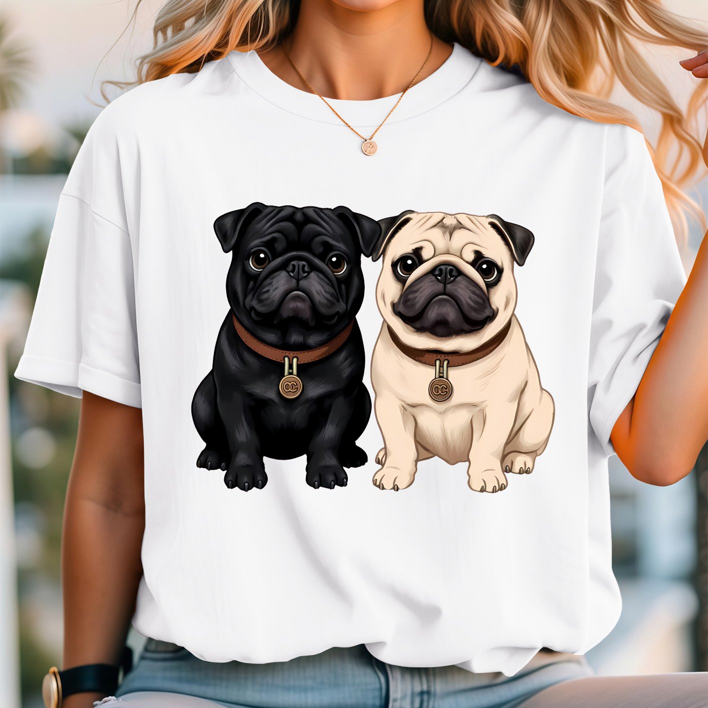TEMU Women's Plus Size T-shirt With Pug Print - Short Sleeve Round Neck Blouse-compatible Top | Non-sheer Stretch Fabric Suitable For Commuting,