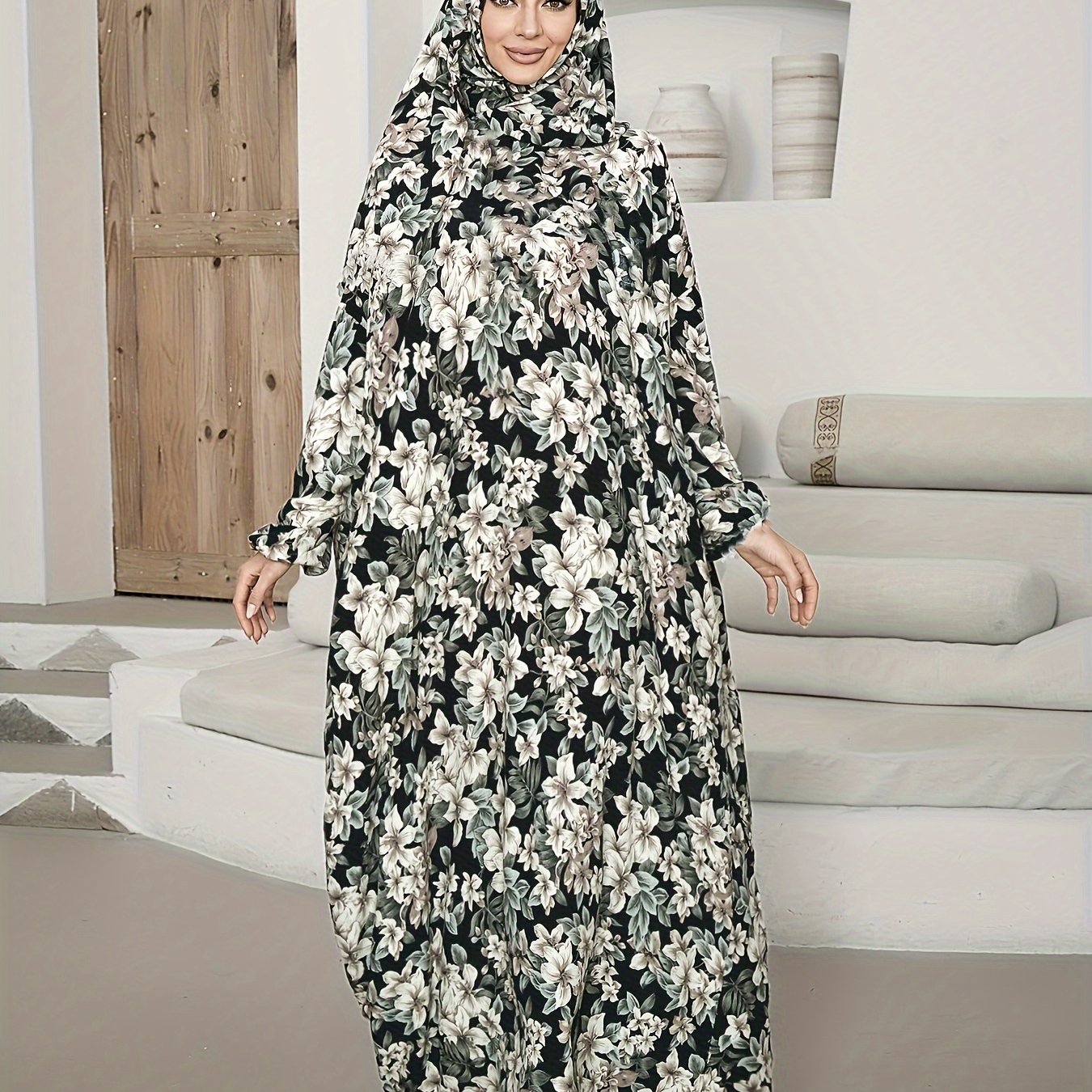 Women's Robe Scarf Integrated Conservative Ethnic Clothing