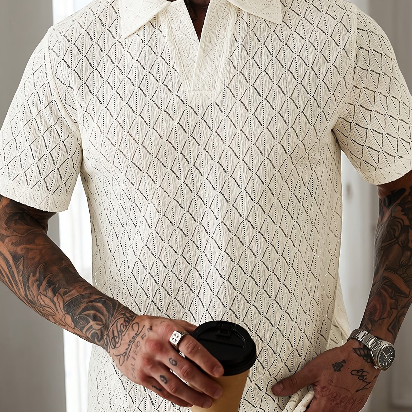 E-shop Herren Business Casual POLO Shirt, formelle und Alltags-Hemden, Stretch-Strickstoff, maschinenwaschbare Büro- und Partykleidung, Sommermode,