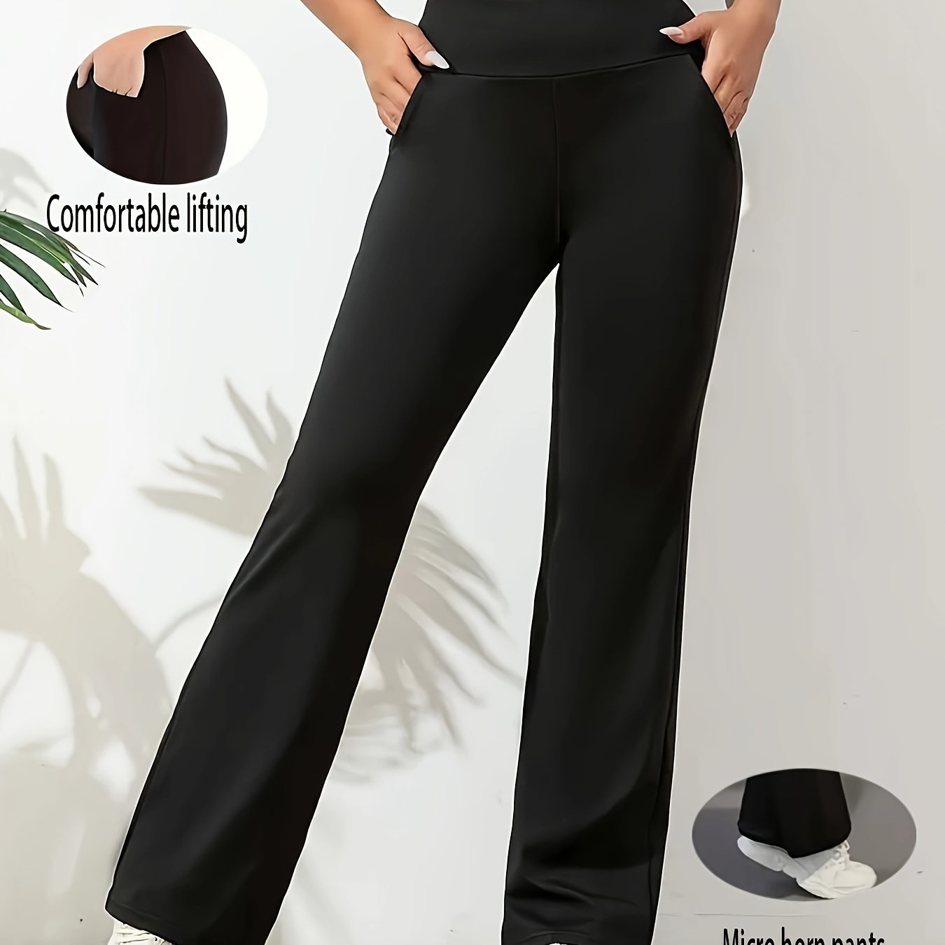 TEMU 1pc High-waisted Casual Bootcut Pants, Athletic Sweatpants For , Flared Leggings, Wide Leg Yoga Pants