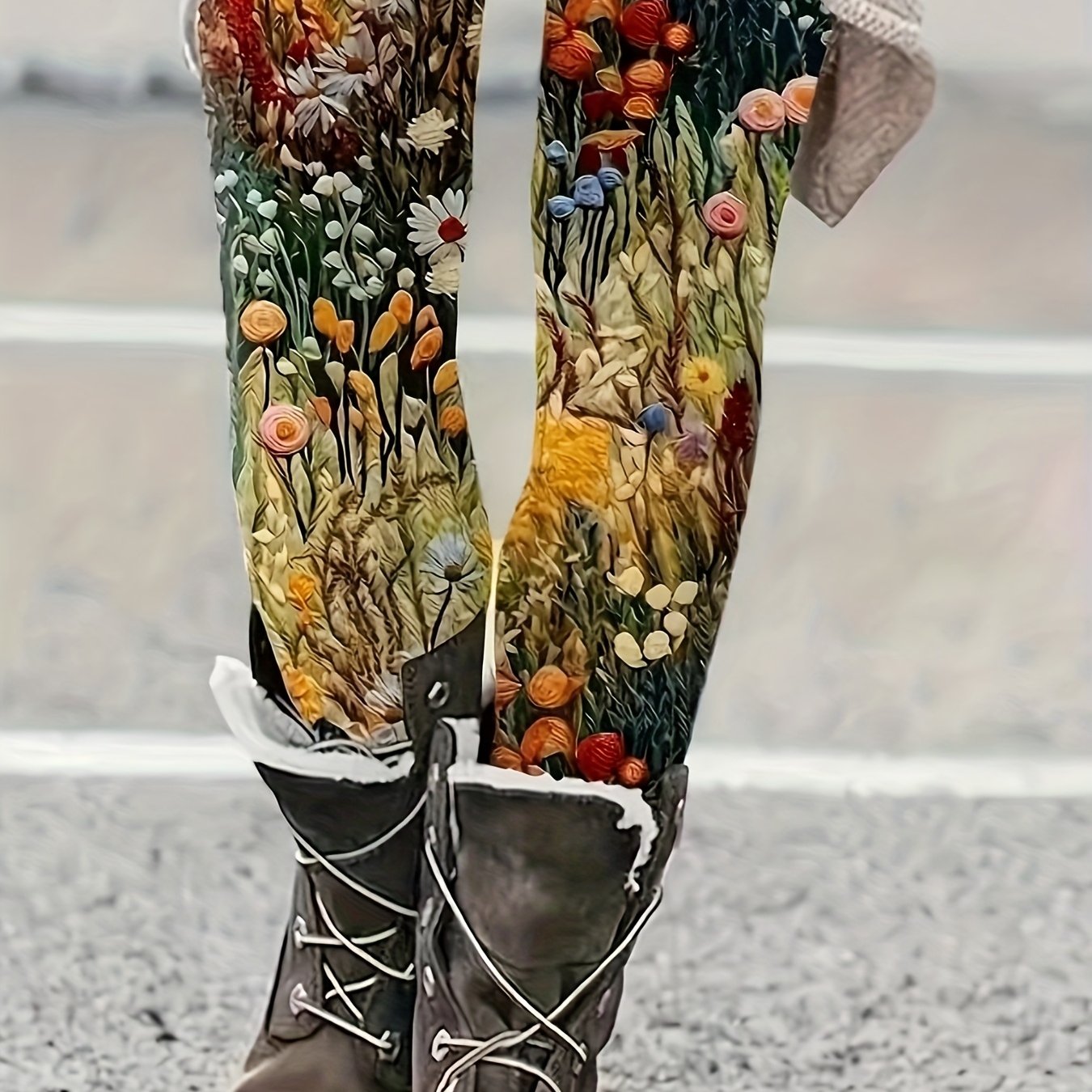 E-shop Tingyu Richtungsabhängige Entwicklung Urlaubsstil Western Mode Trendiger Druck Stretch Leggings