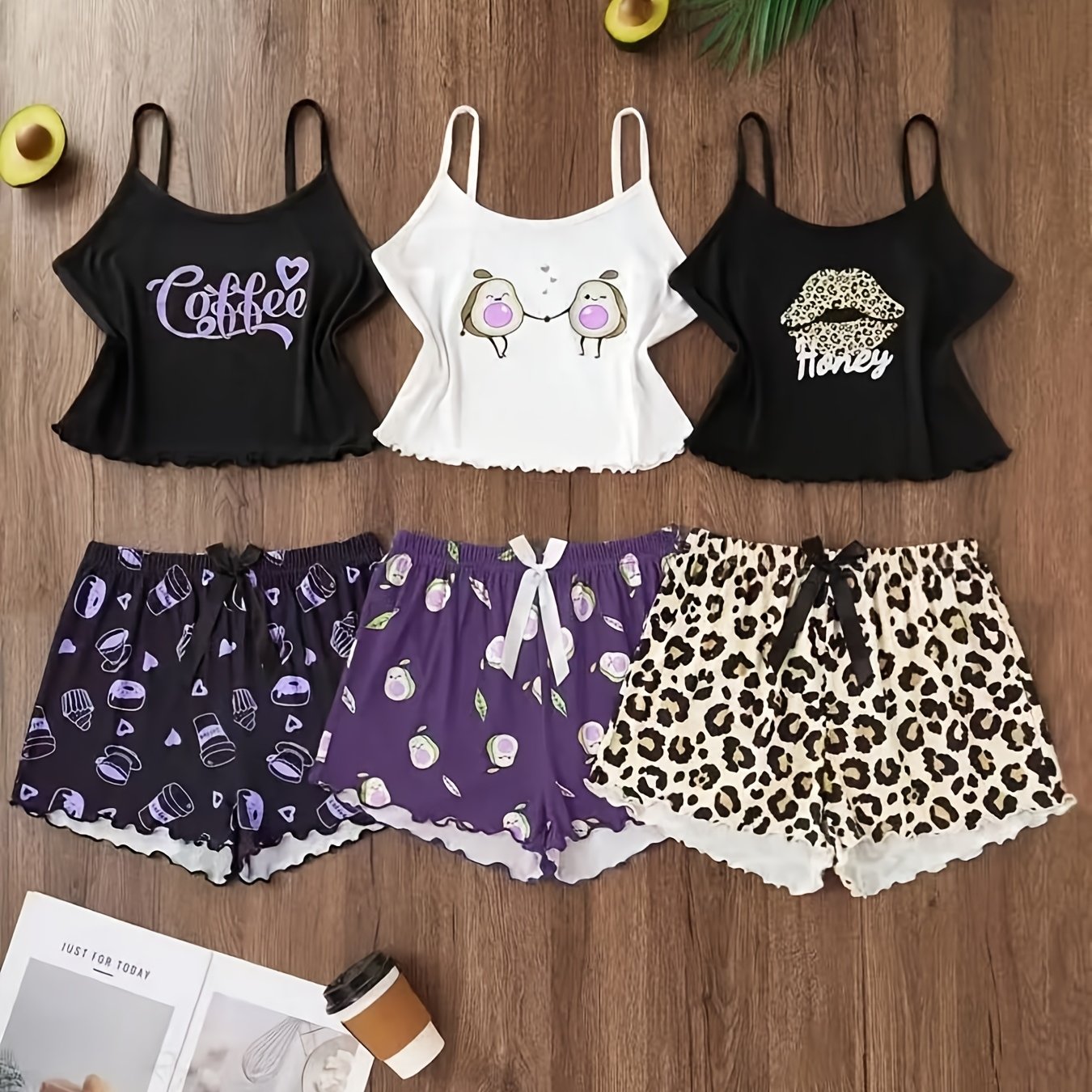 TEMU Ensemble de 3 pièces pour femme avec débardeurs à et short, pyjama, est parfait