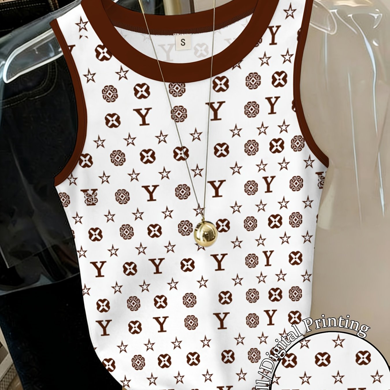 TEMU Fashion Letter Print Sleeveless Top Women's Summer Versatile Loose Breathable Vest Trendy Unique Daily Wear Casual S Style Comfortable