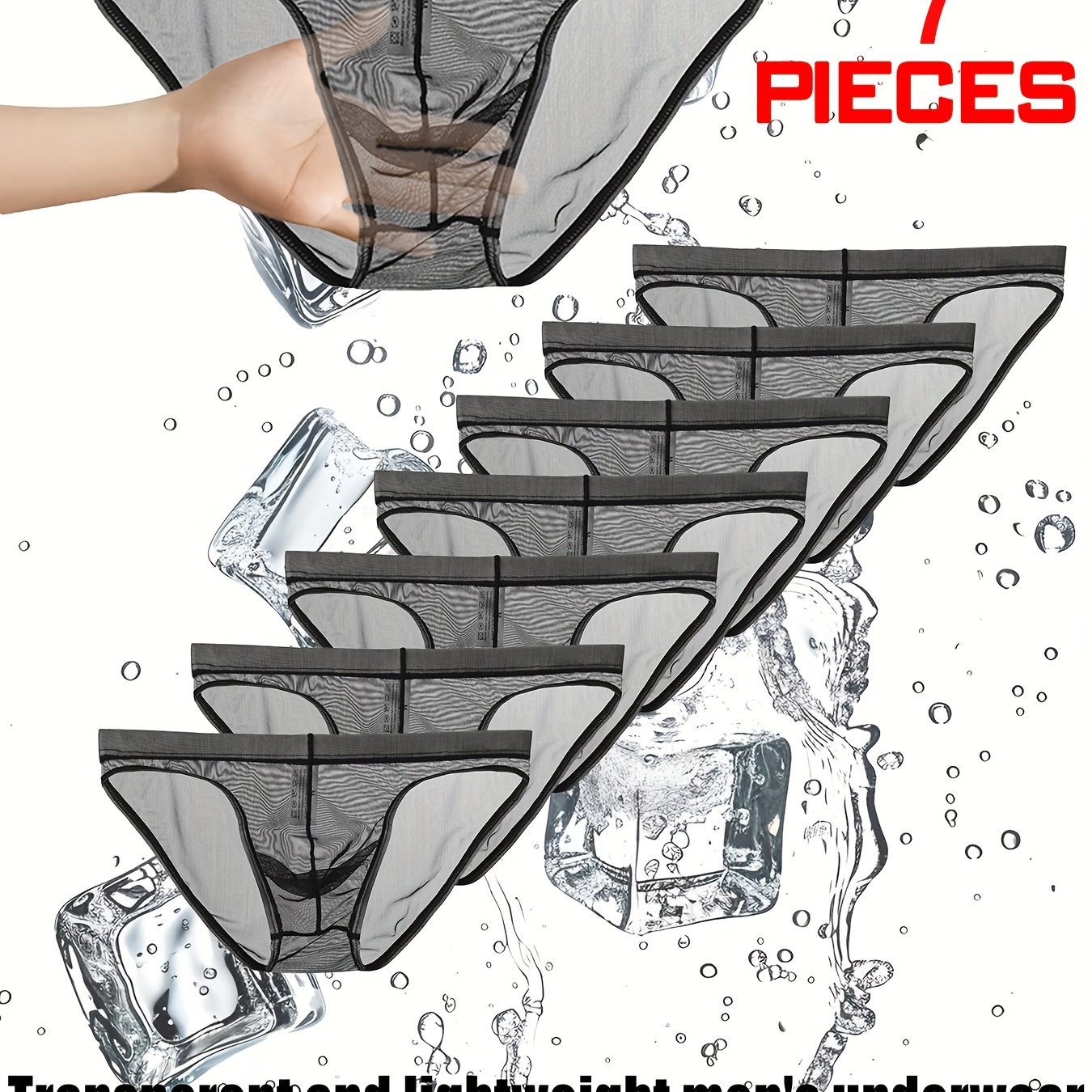 Image of 7pcs Men's Sexy Sheer Design, Breathable Quick-dry Triangle Briefs, Fashionable Fiber Fabric Ultra-thin Underwear, Comfortable Stretchy Sports Undergarments, Suitable For Casual Daily Wear