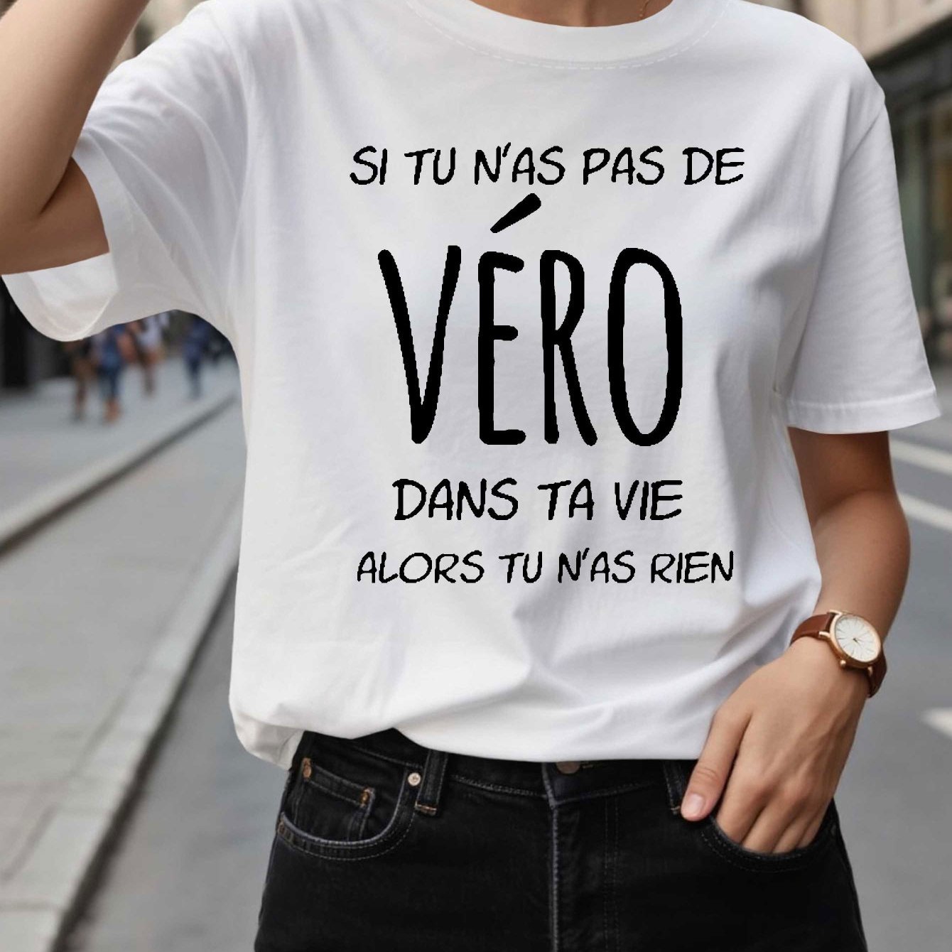 TEMU T-shirt pour femme avec française « Tu N' Pas de Dans Ta Vie Tu N' » - Haut décontracté à manches courtes et col ras du cou compatible avec une