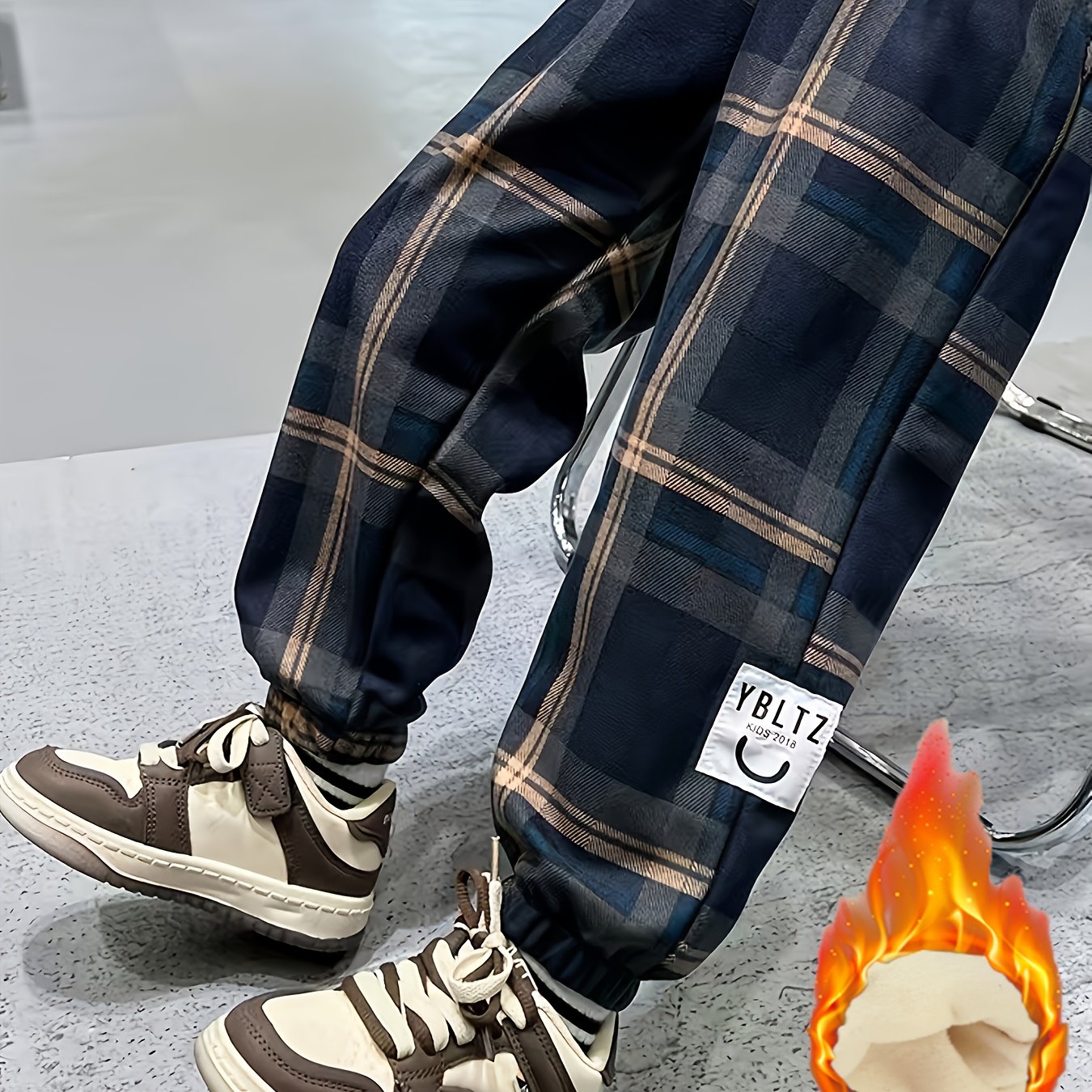 Boys' Cozy Fleece-lined Joggers - Warm, Thick Casual Pants For Fall/winter With Elastic Waistband, Outdoor