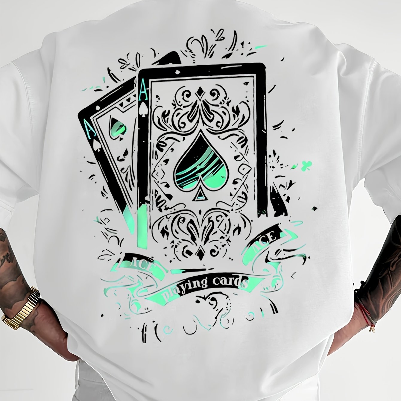 Men's Trendy A Print Short-sleeve T-shirt For Casual Streetwear, Plus Size