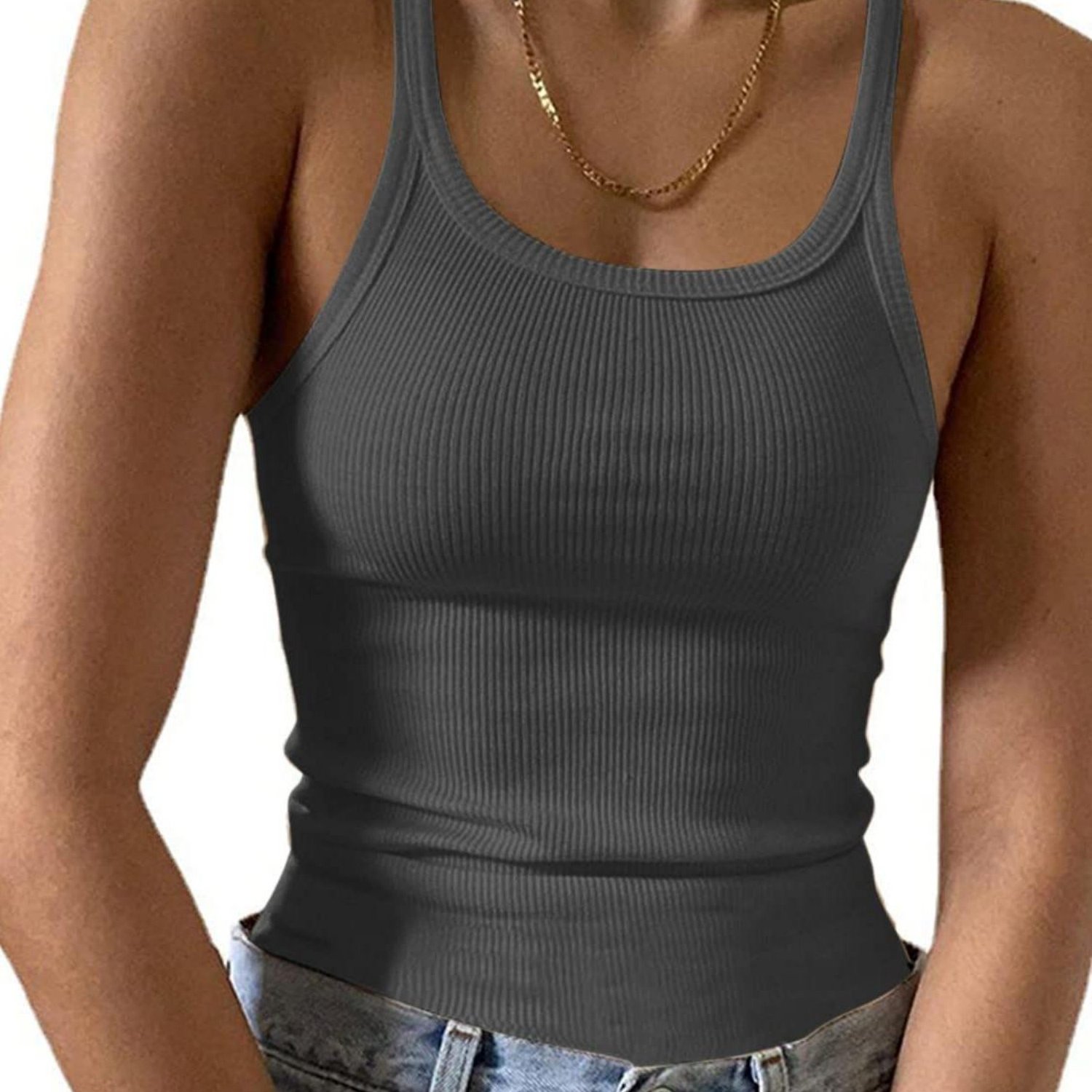 Women's Sexy Sleeveless Undershirt Ribbed Tank Top Basic Plain Camisole Summer Tops
