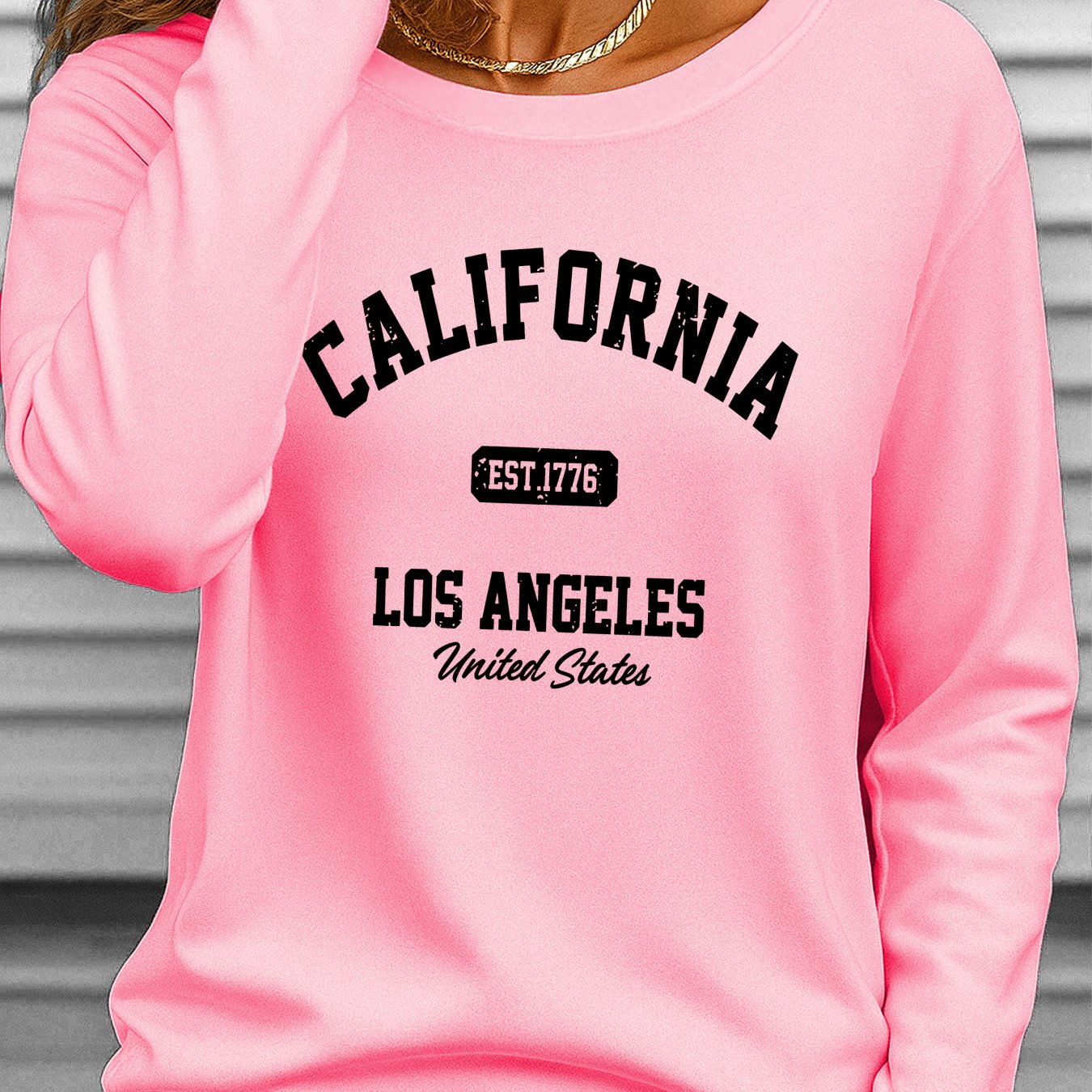 TEMU Plus Size Women's Long Sleeve Round Neck T-shirt, New Fashionable Letter Print Ii 943_1