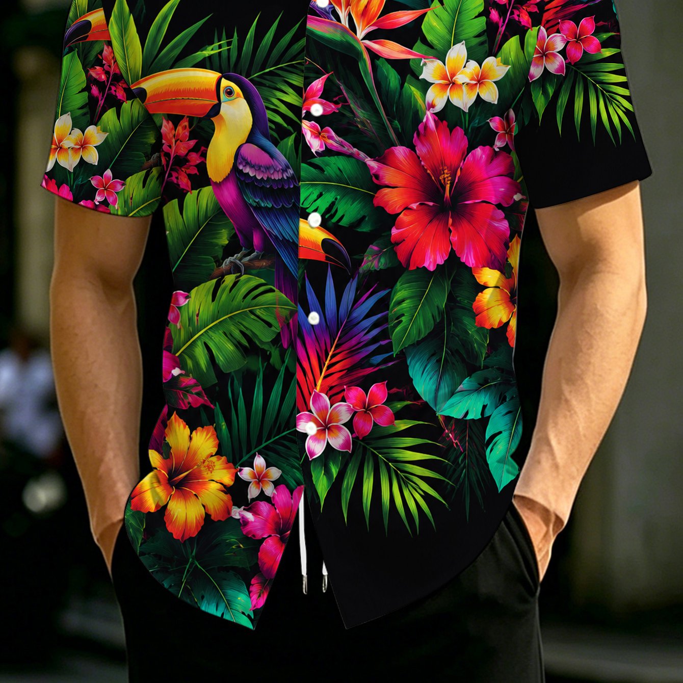 TEMU Men's Tropical Shirt With Vibrant Floral Print, Suitable For Beach Vacations, Resort Strolls, Daily Park , And All Outdoor Wear. A Versatile And