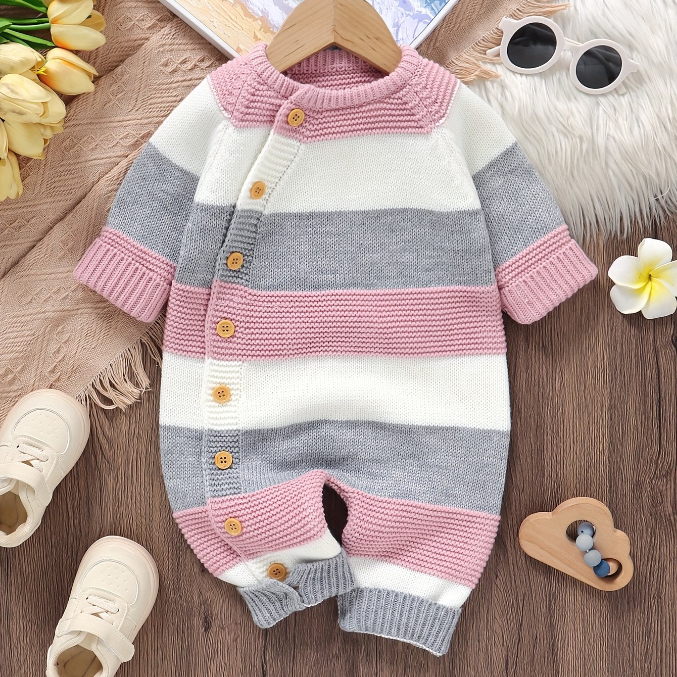 Image of Children's Fall-winter New Fabric Long-sleeve Color-block Bodysuit Romper, Perfect For Outdoor,boys And Girls Clothes