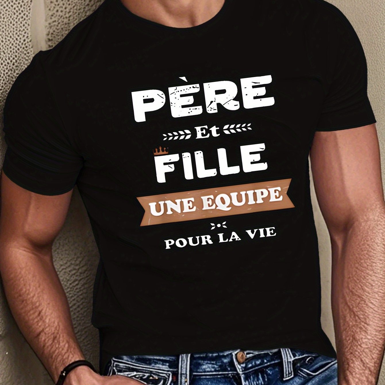 TEMU T-shirt d'été à manches courtes pour hommes avec un motif papa-fille