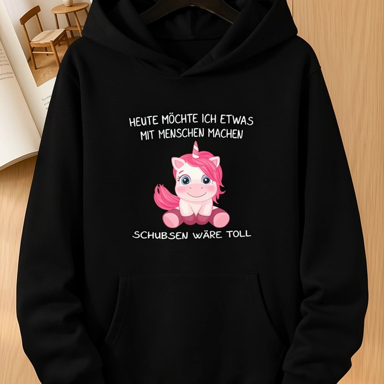 Image of 1pc, Today I Want To Great, Funny Unicorn Hoodie For Women, Graphic Hooded Sweatshirt, Long Sleeve Pullover With Kangaroo Pocket, Streetwear For Fall Winter Daily Wear, Travel
