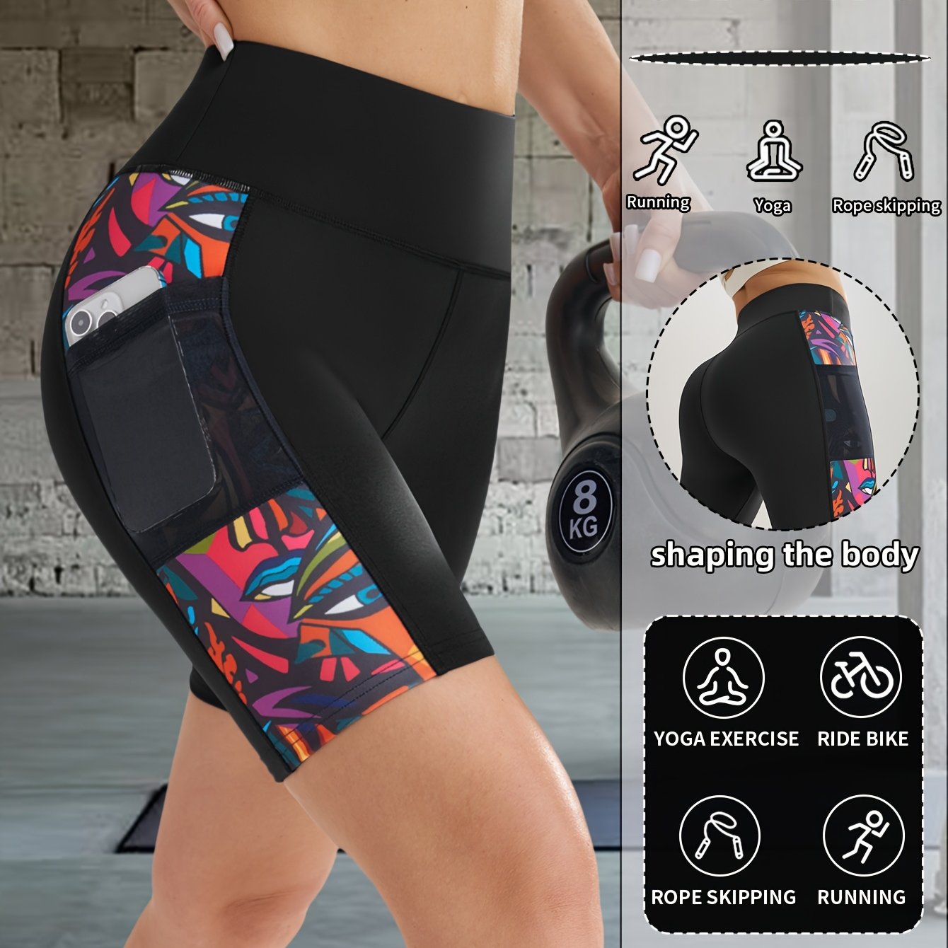 TEMU New Women's Trendy Yoga Shorts, Fitness Outdoor Sports Pants, Tummy Control And -lifting Leggings, Comfortable Breathable Sweat-wicking Shorts