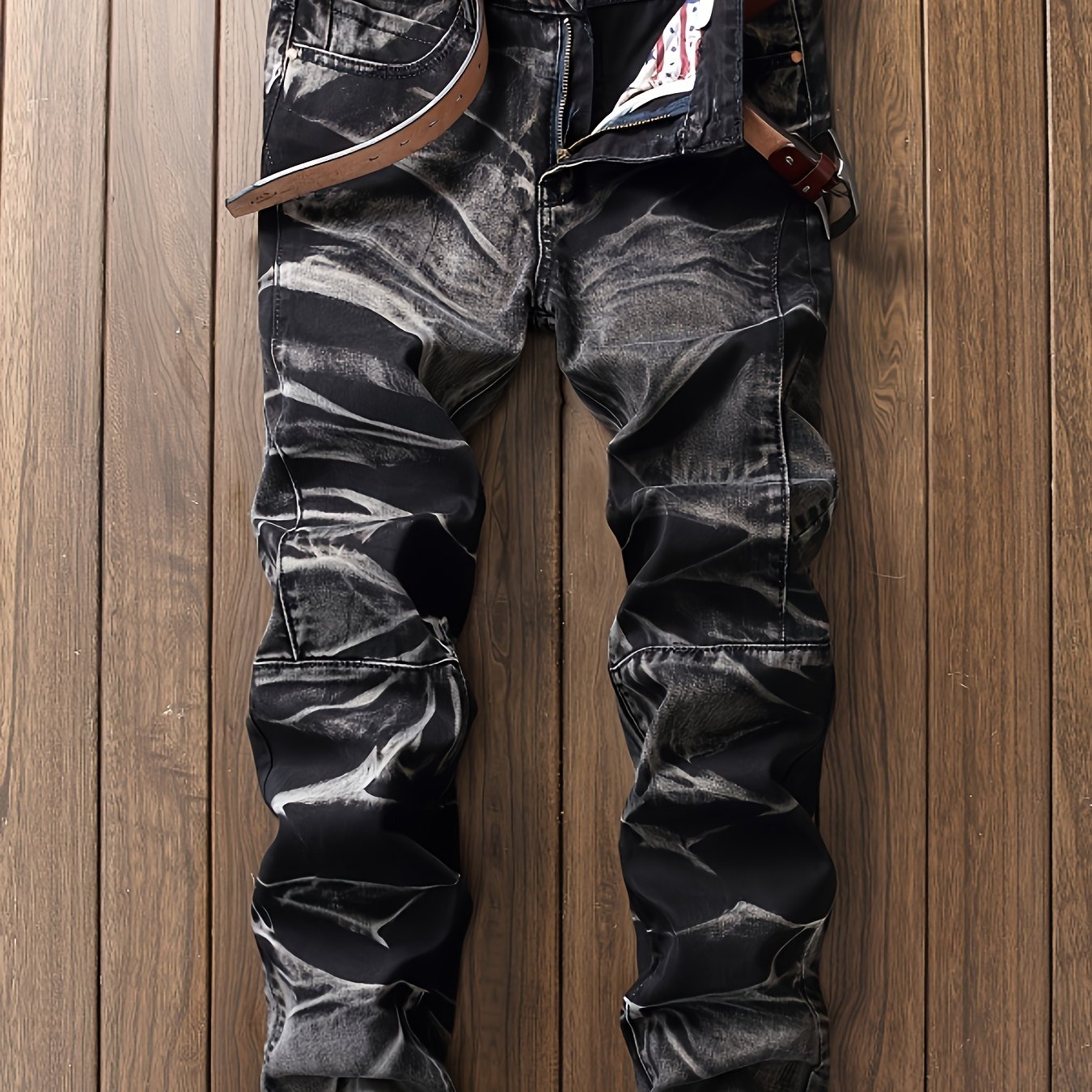 Men's New Zipper Distressed Straight