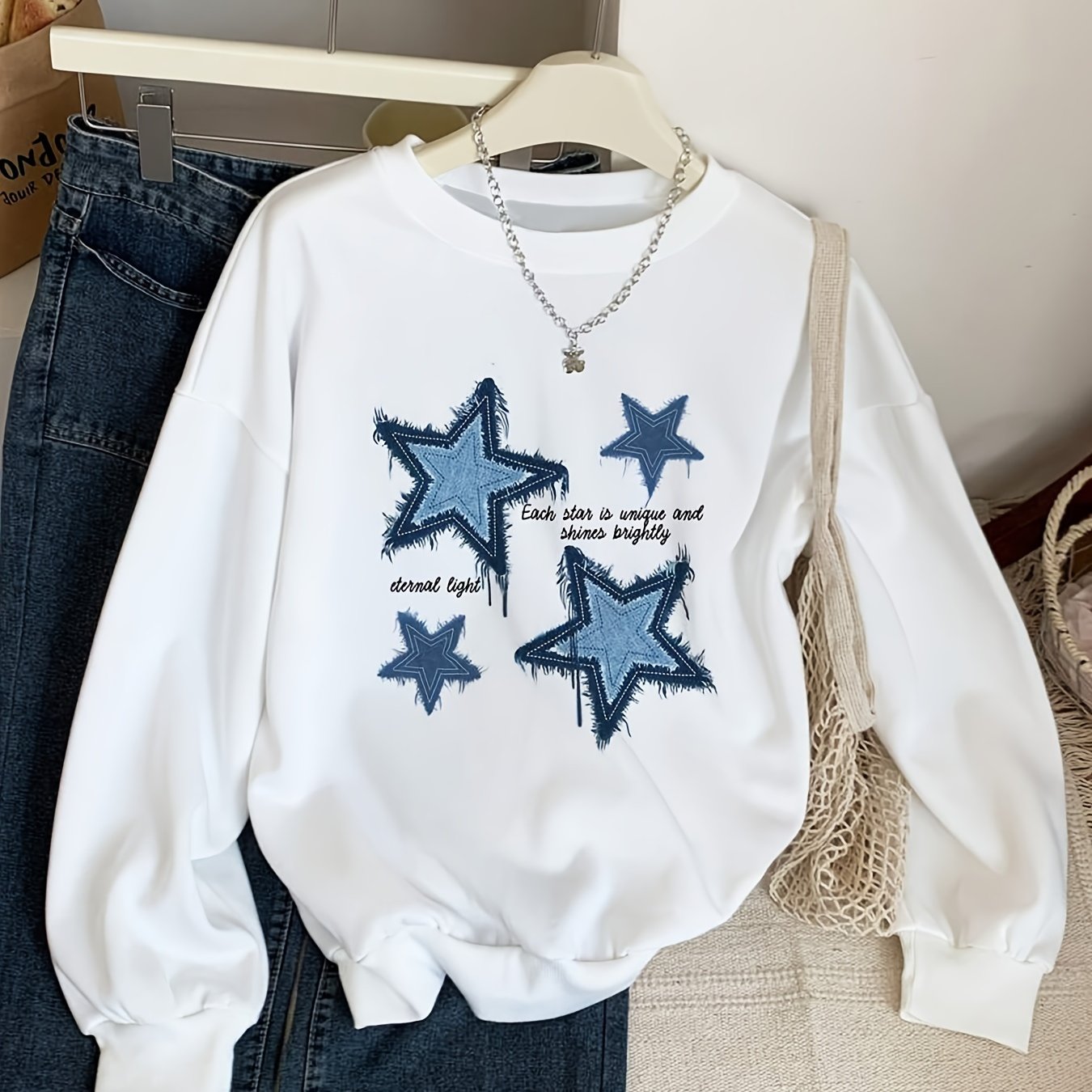 TEMU Cozy Fleece-lined Sweatshirt For Women - Casual Crew Neck, Long Sleeve Pullover, Fall & Winter