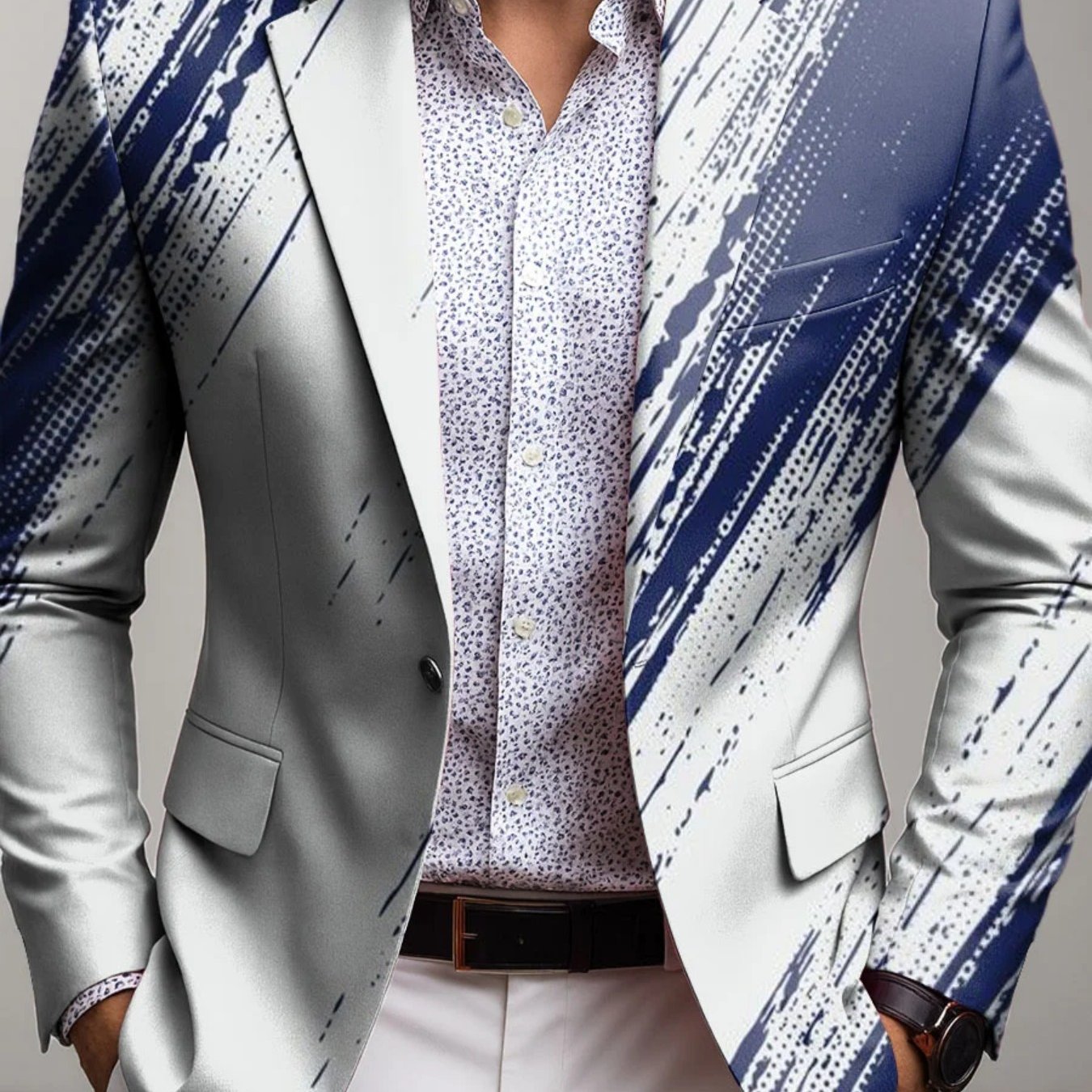 Slim-fit Suit Jacket, A Stylish Piece For Everyday And Parties, Featuring A Modern Suit Cut With Festive Themes, A Unique Item For Fashion Enthusiasts.