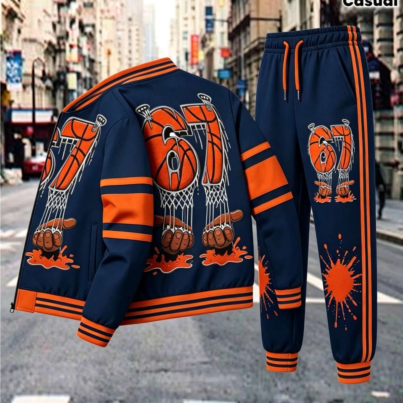 Image of 2pcs Set. Baseball Outfit, This Stylish Men'-piece Tracksuit Includes A Baseball Jacket And A Pair Of Sweatpants, Perfect For Outdoor Activities And Makes A Great Holiday Gift