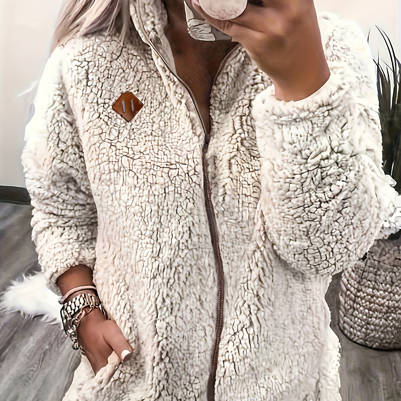 Women's Faux Small Stand Collar Thick Jacket Coat