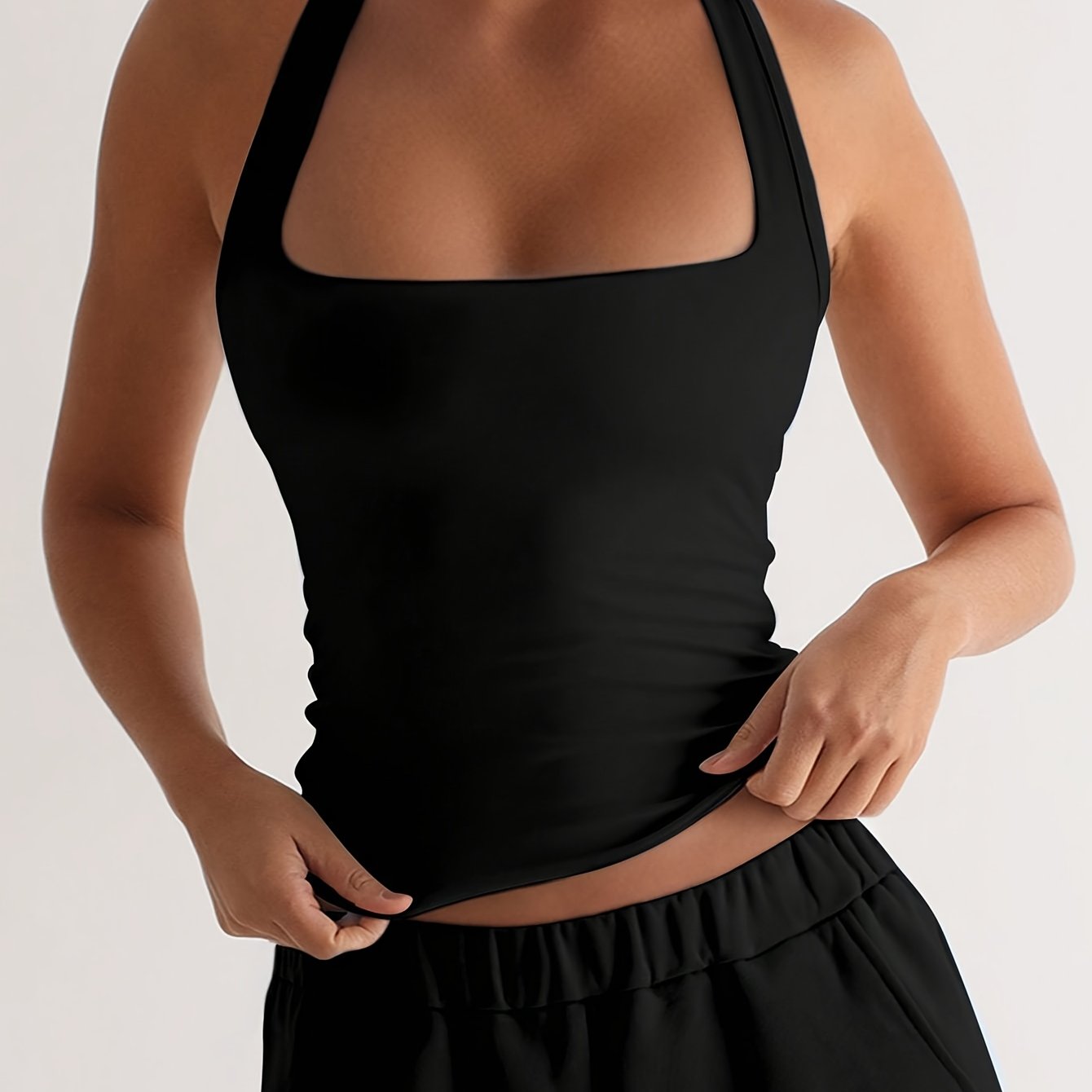 Image of Y2k Women's Fashion Bodycon Halter Top, Trendy Vest