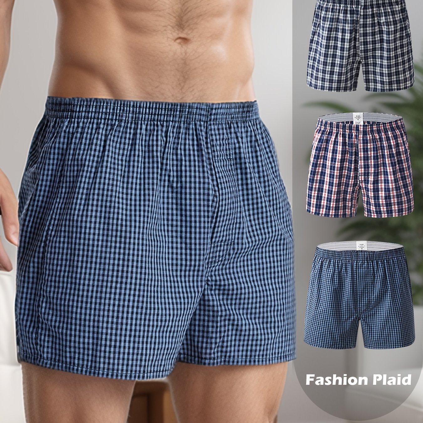 Image of 3-pc Fashionable Men's Shorts, Casual And Easy Versatile Indoor Home Aluo Pants, Comfortable And Breathable Men's Underwear, Daily Comfortable Quality Men's Sleeping Pants