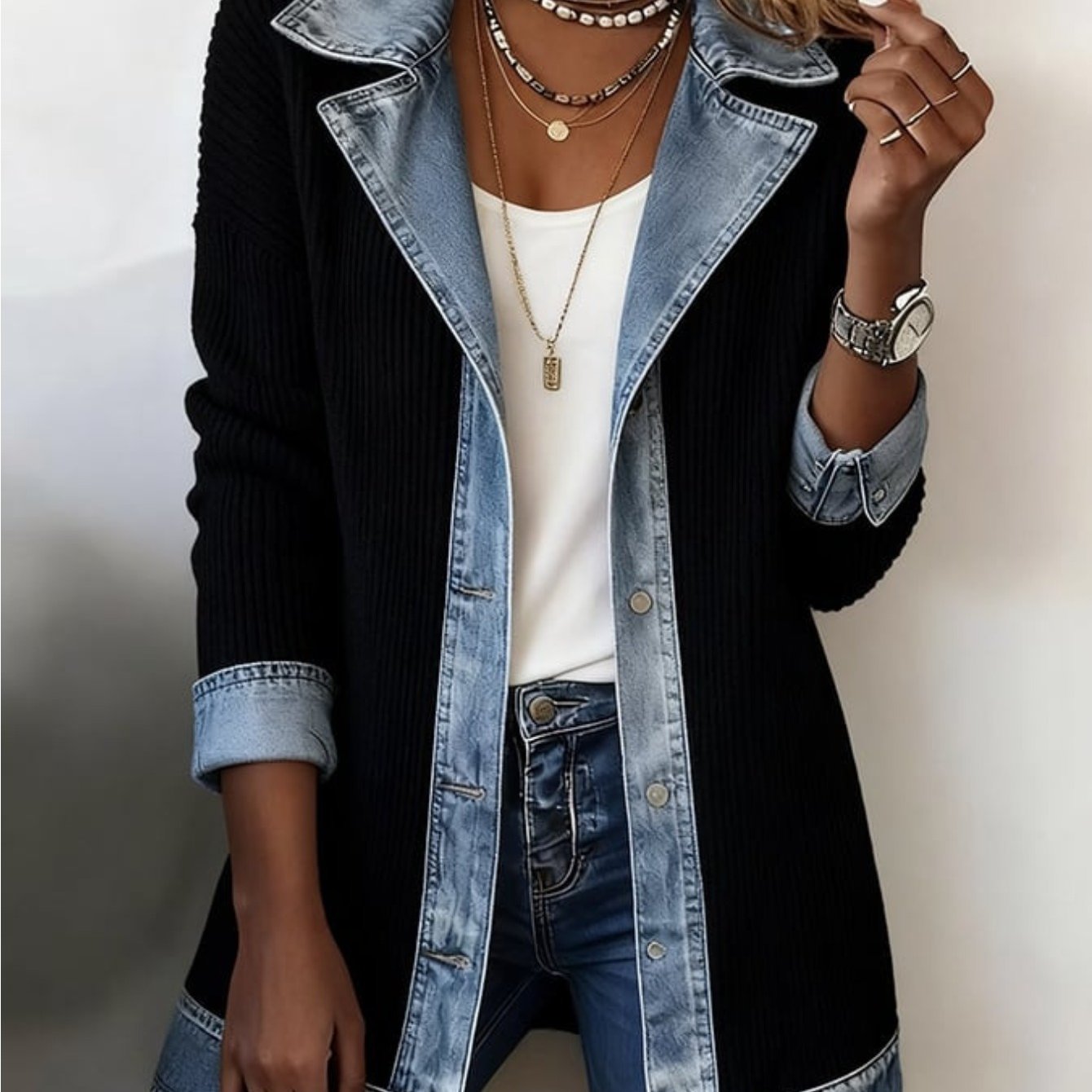 Image of 2026 Autumn Women's Casual Coats, Lapel Long-sleeve Cardigan Tops, Slim-fit Casual Outerwear
